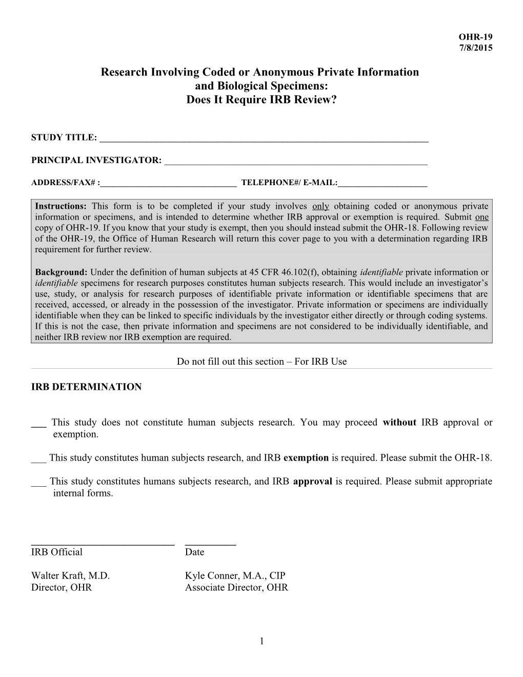 Determining Whether You Are Conducting Human Subjects Research