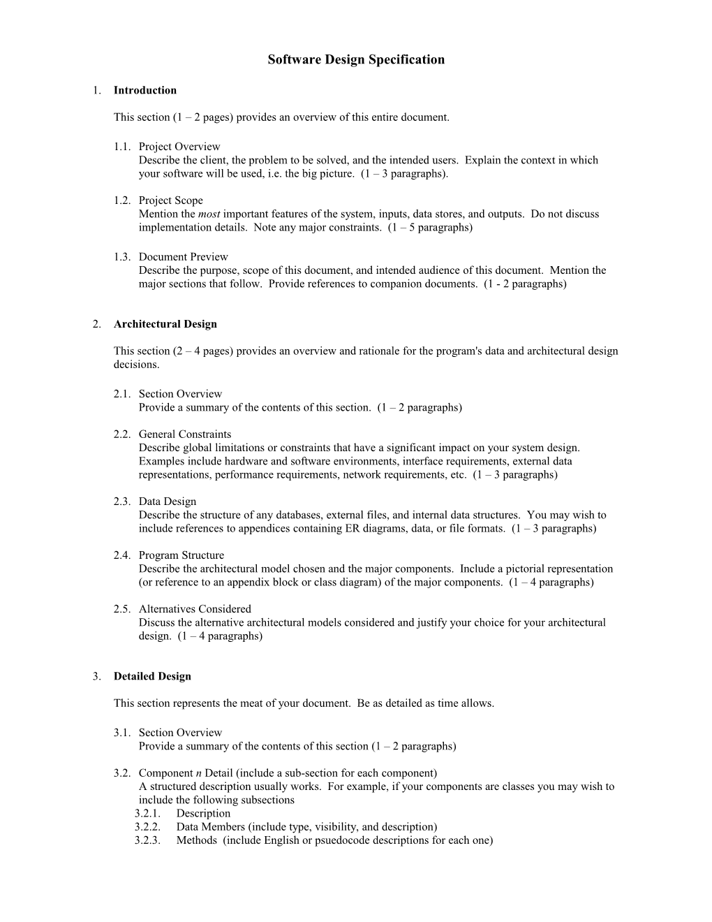 Software Design Specification