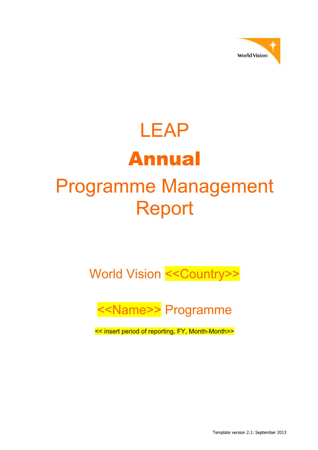 Programme Management Report