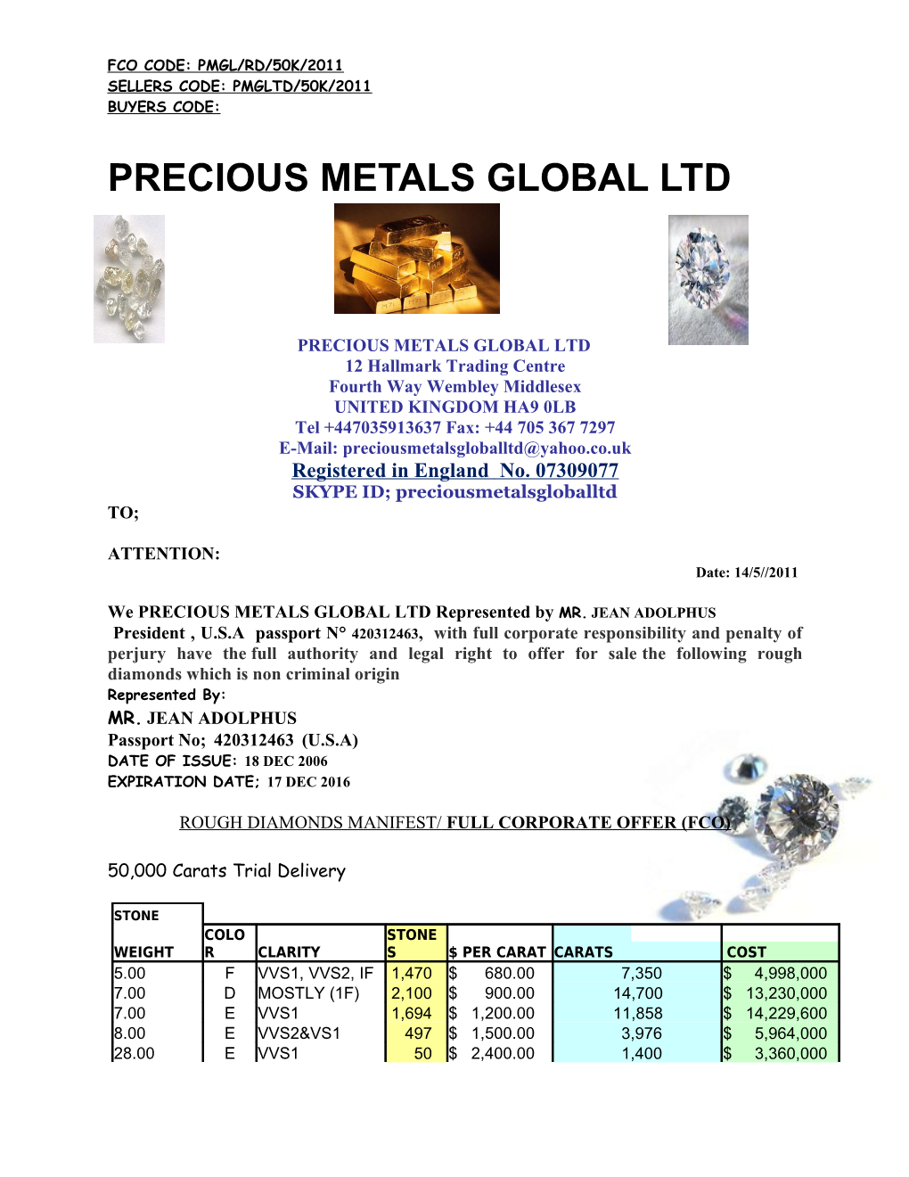 Precious Metals Global Ltd