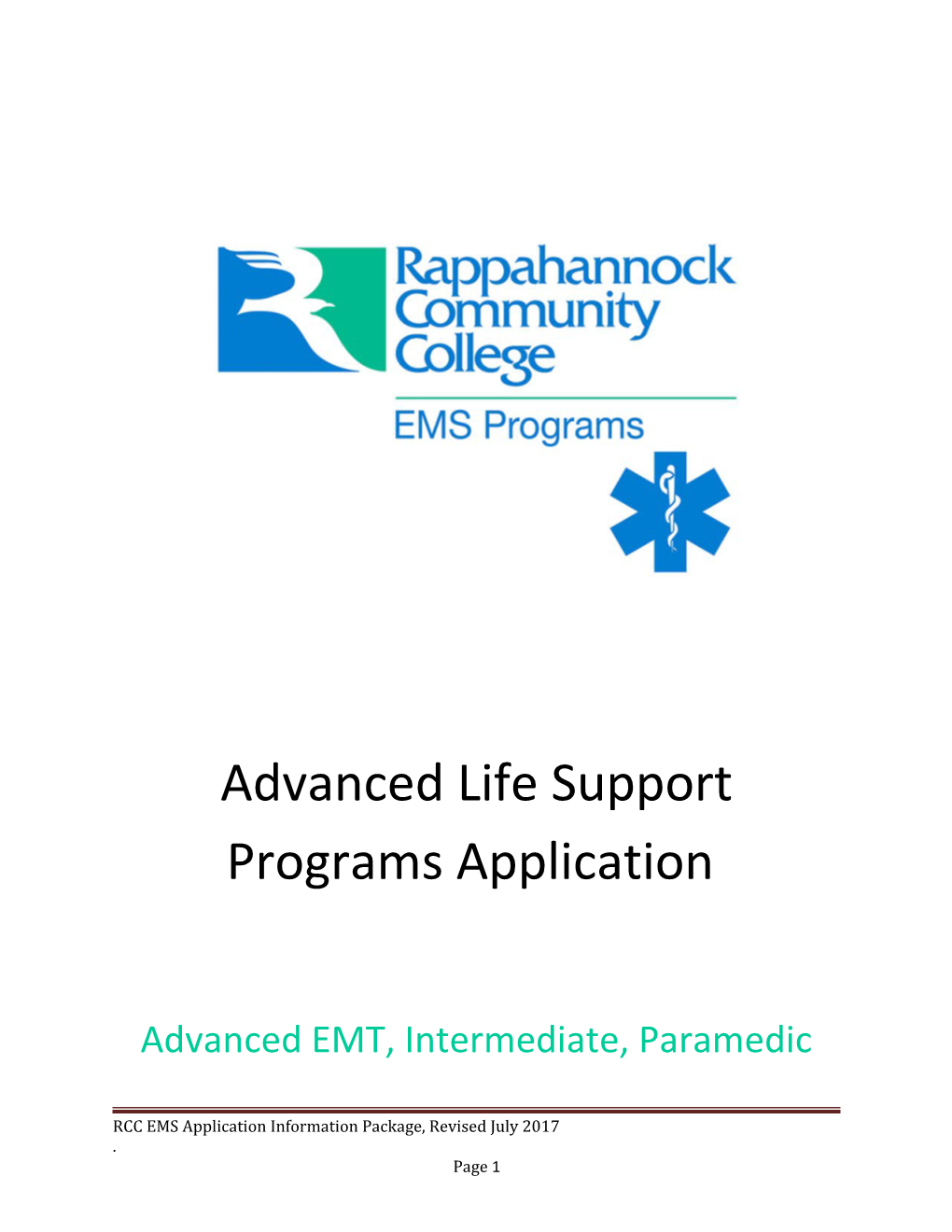 Advanced Life Support Programs Application