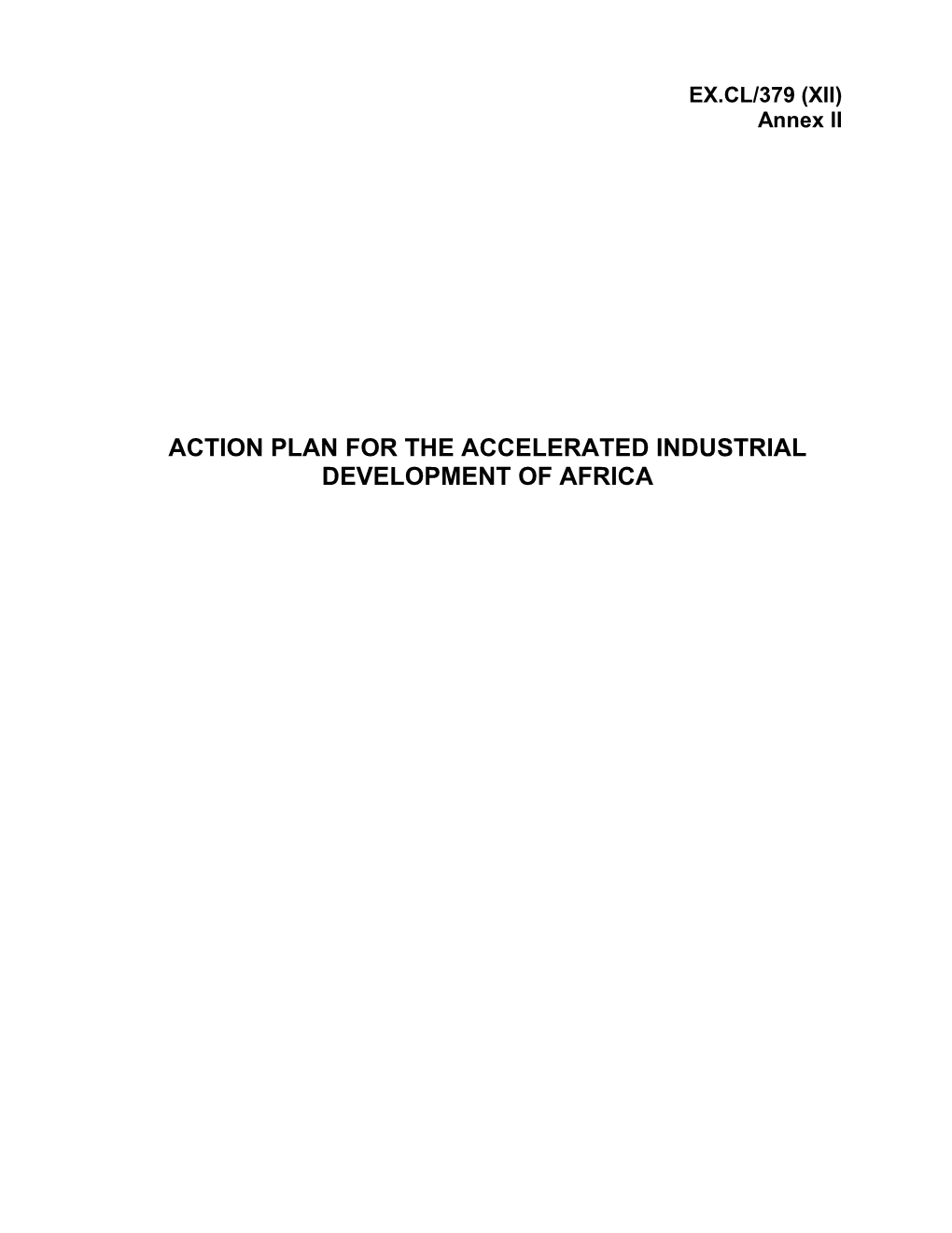 Action Plan for the Accelerated Industrial Development of Africa