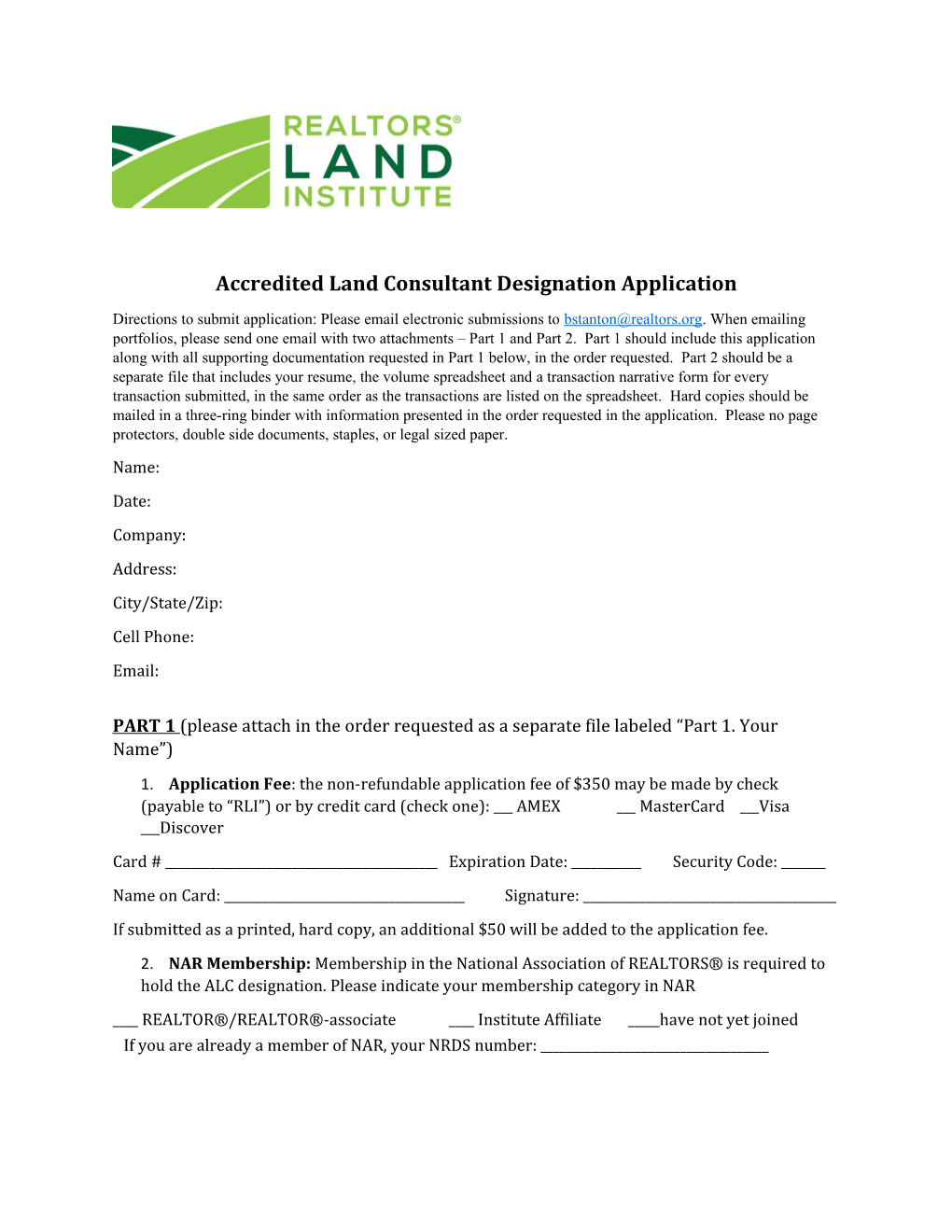 Accredited Land Consultant Designation Application