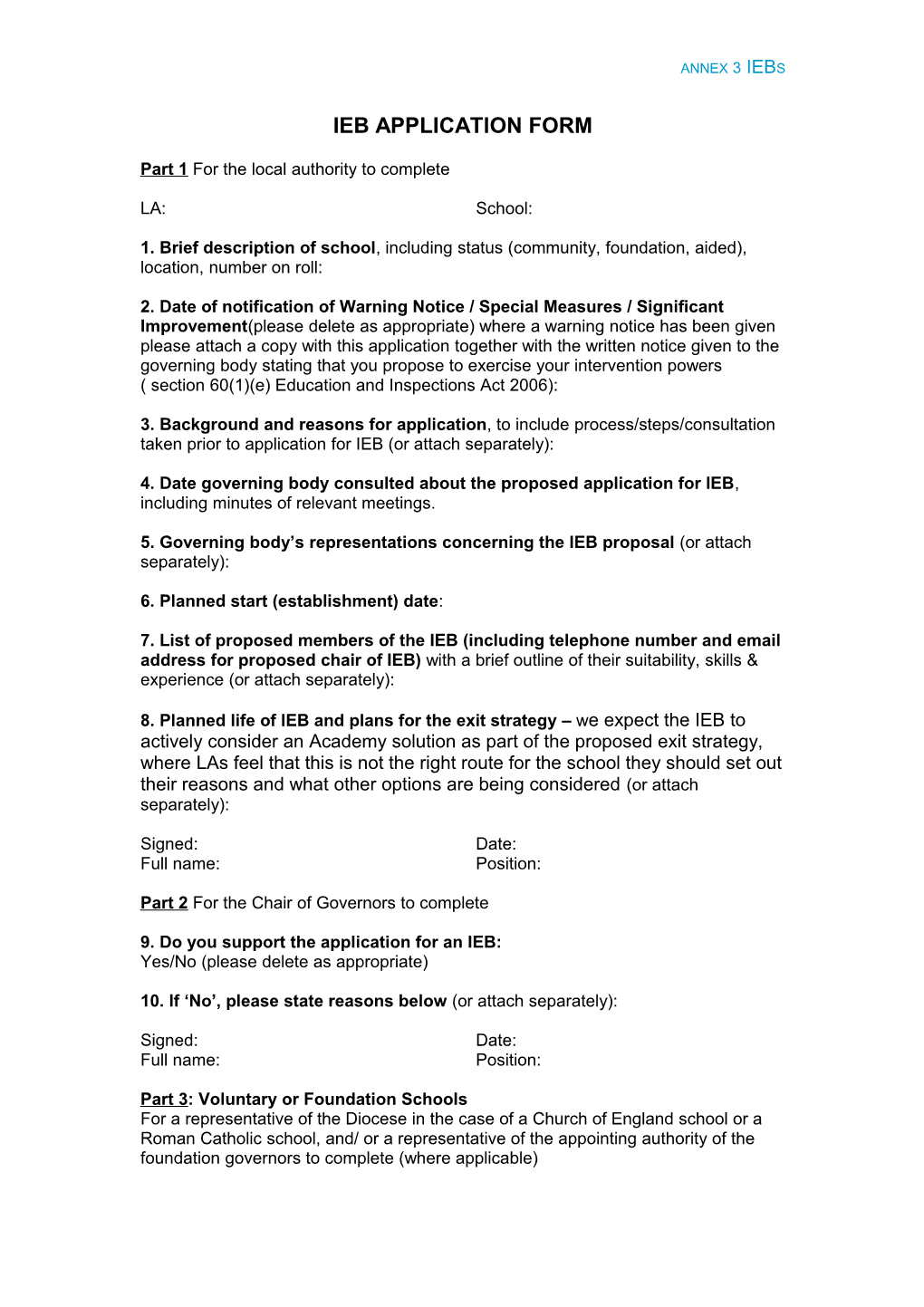 Ieb Application Form