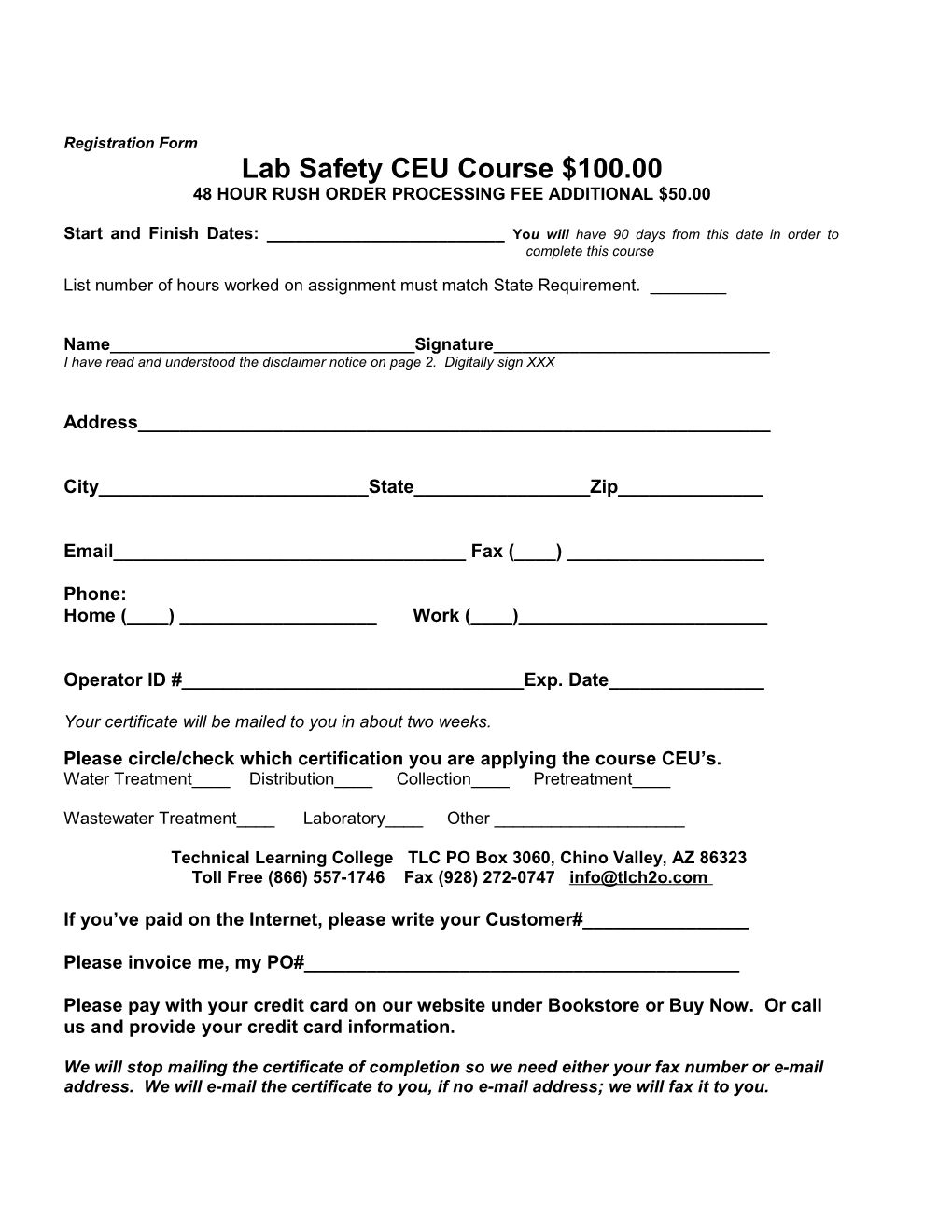 Lab Safety CEU Course $100.00