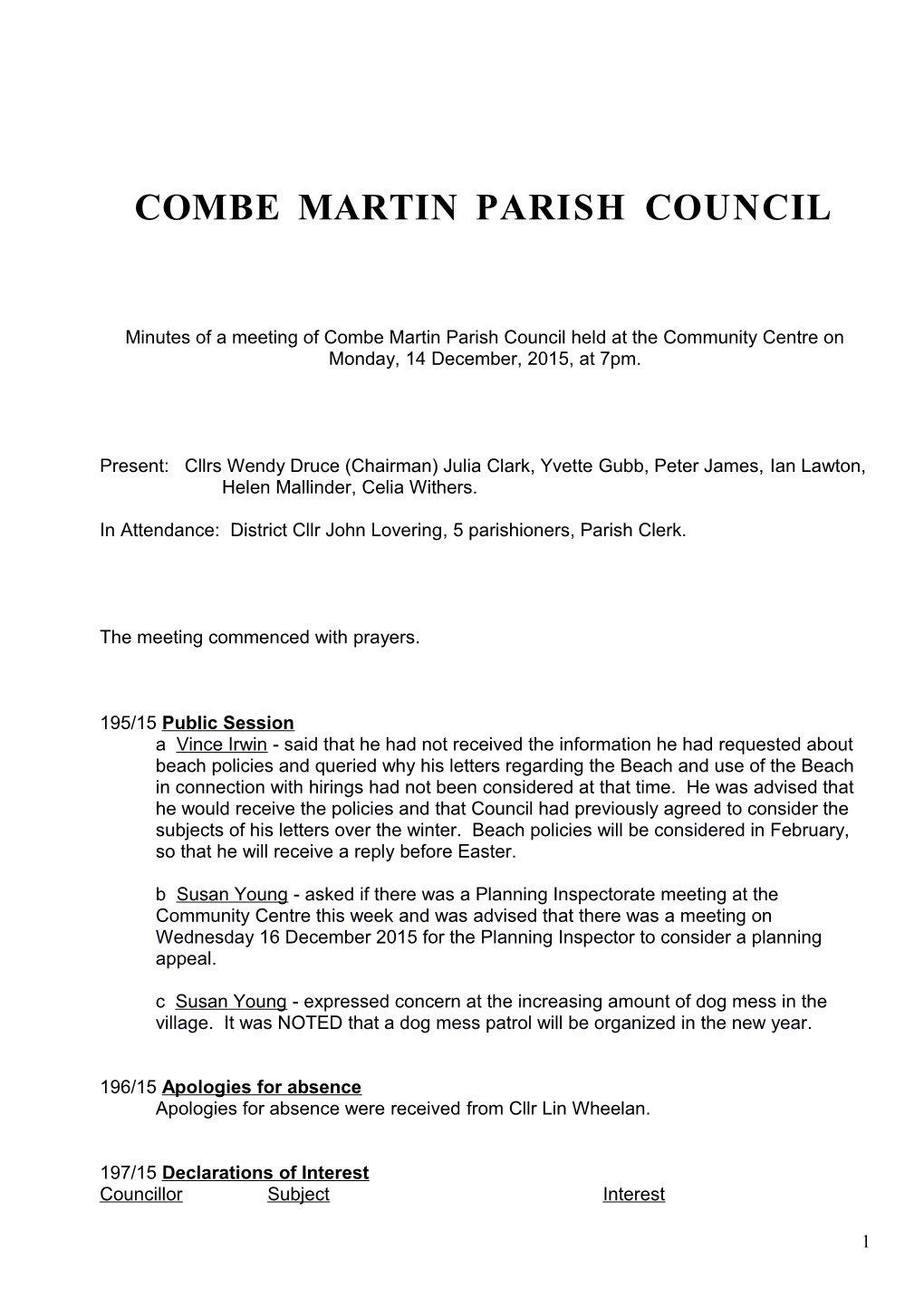 Combe Martin Parish Council s1