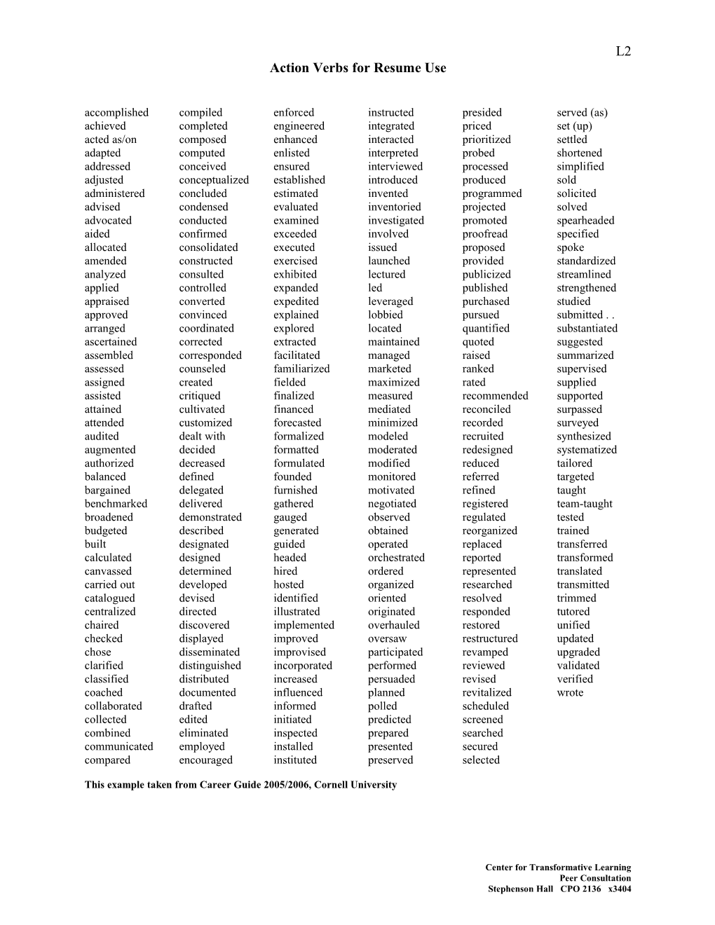 Action Verbs for Resume Use