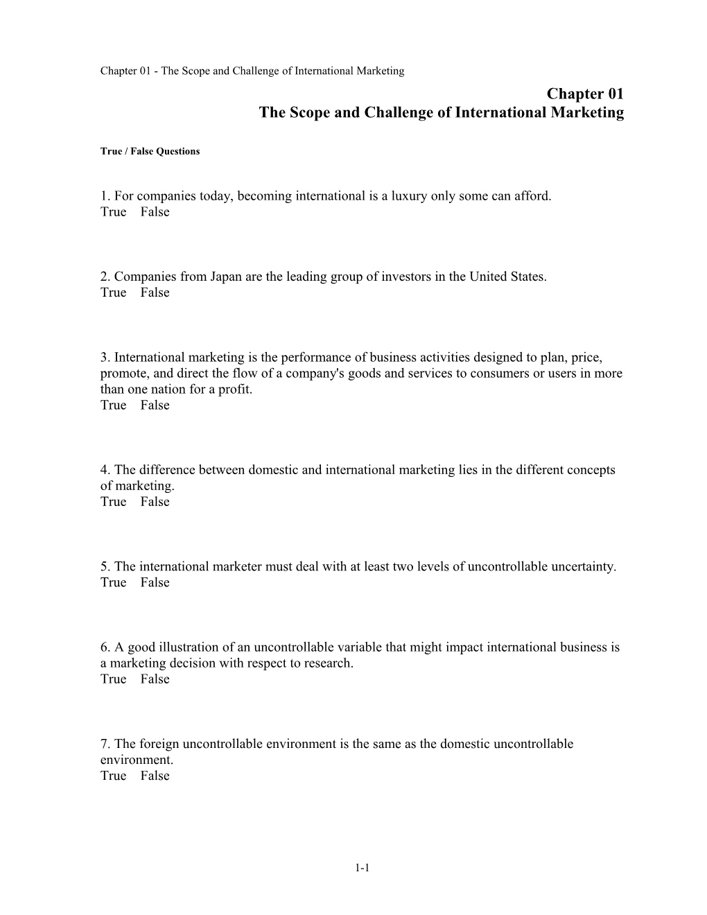 Chapter 01 the Scope and Challenge of International Marketing s1