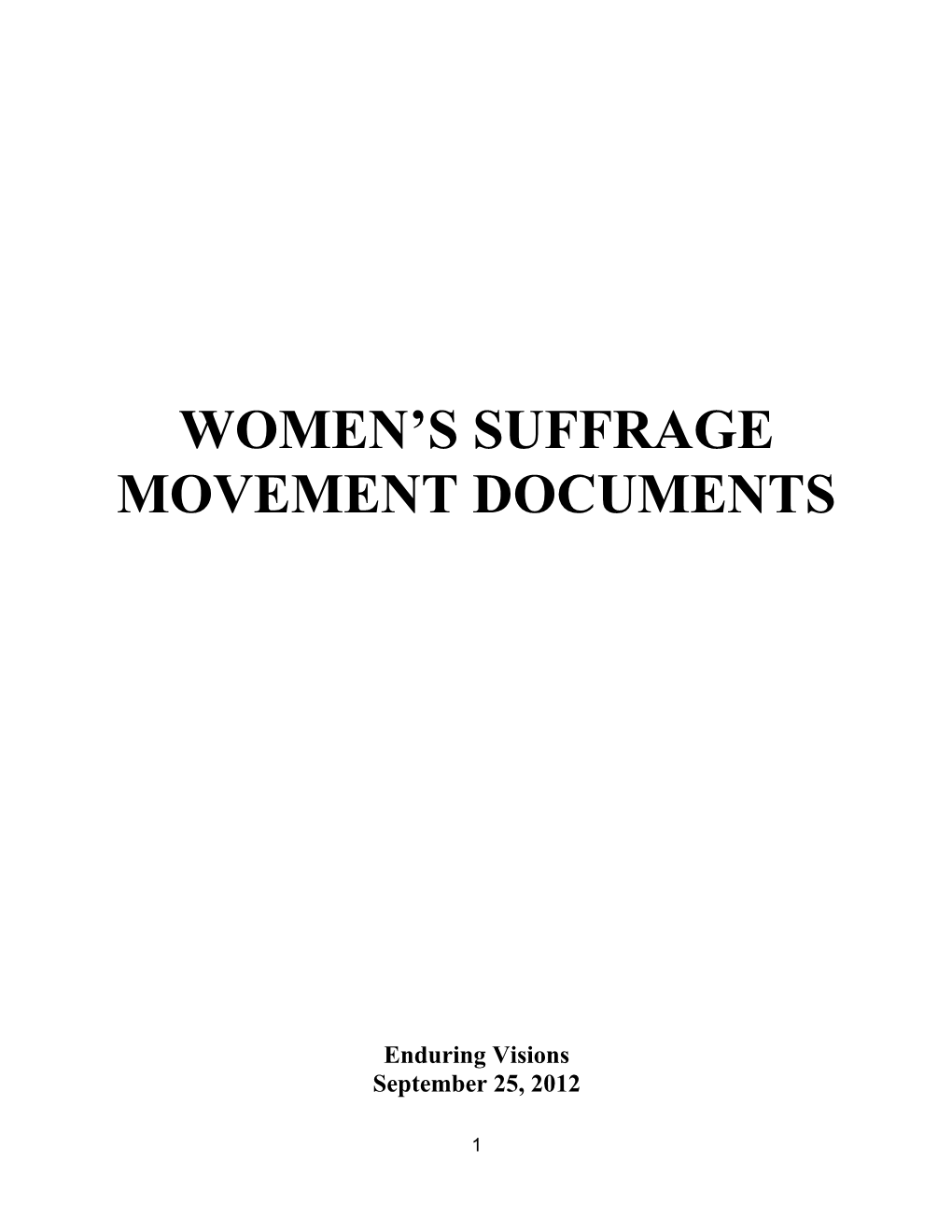 Women S Suffrage Movement Documents
