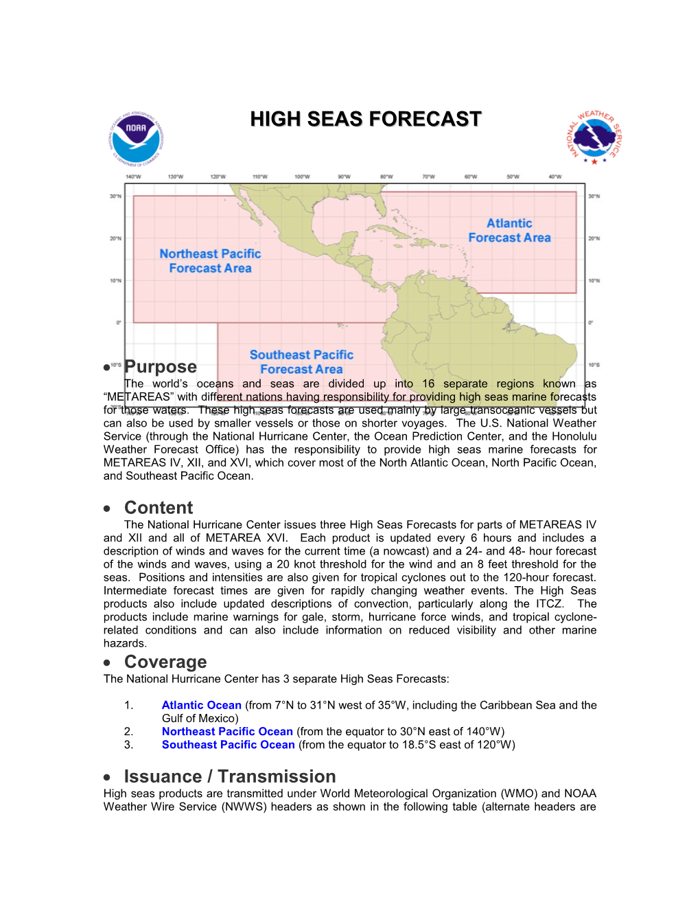 High Seas Forecast