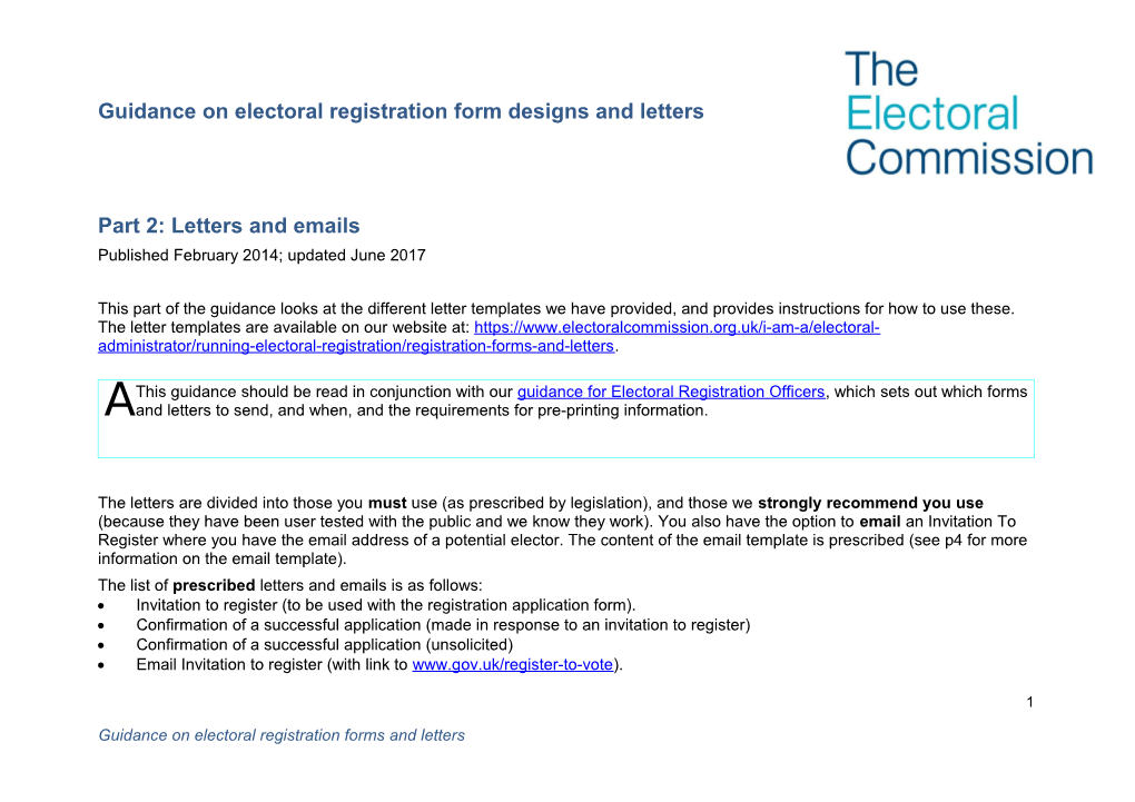 Guidance on Electoral Registration Form Designs and Letters Part2 English