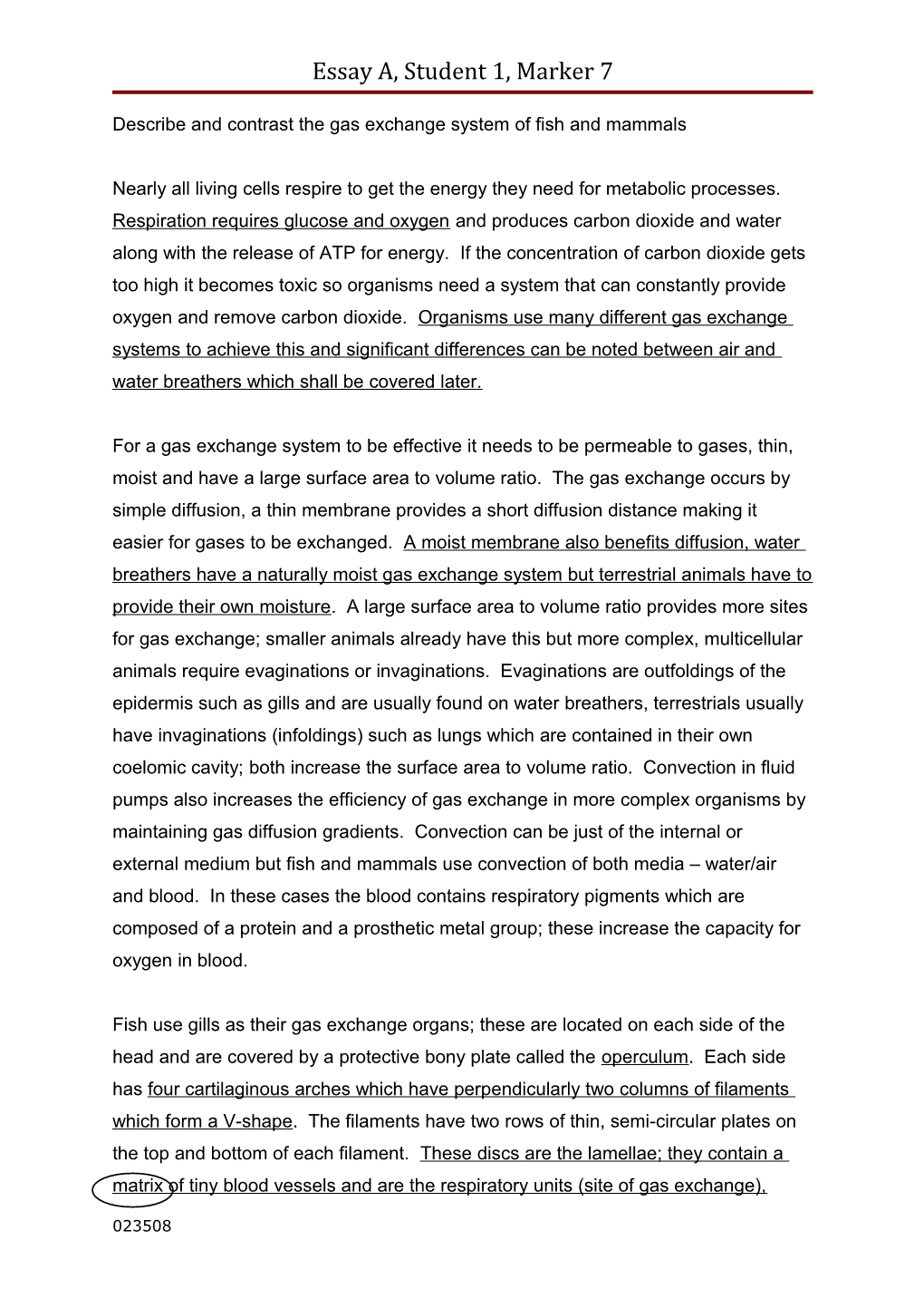 Describe and Contrast the Gas Exchange System of Fish and Mammals