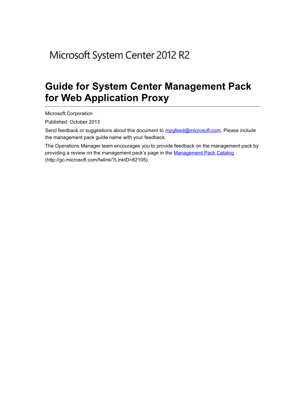 Guide for System Center Management Pack for Web Application Proxy