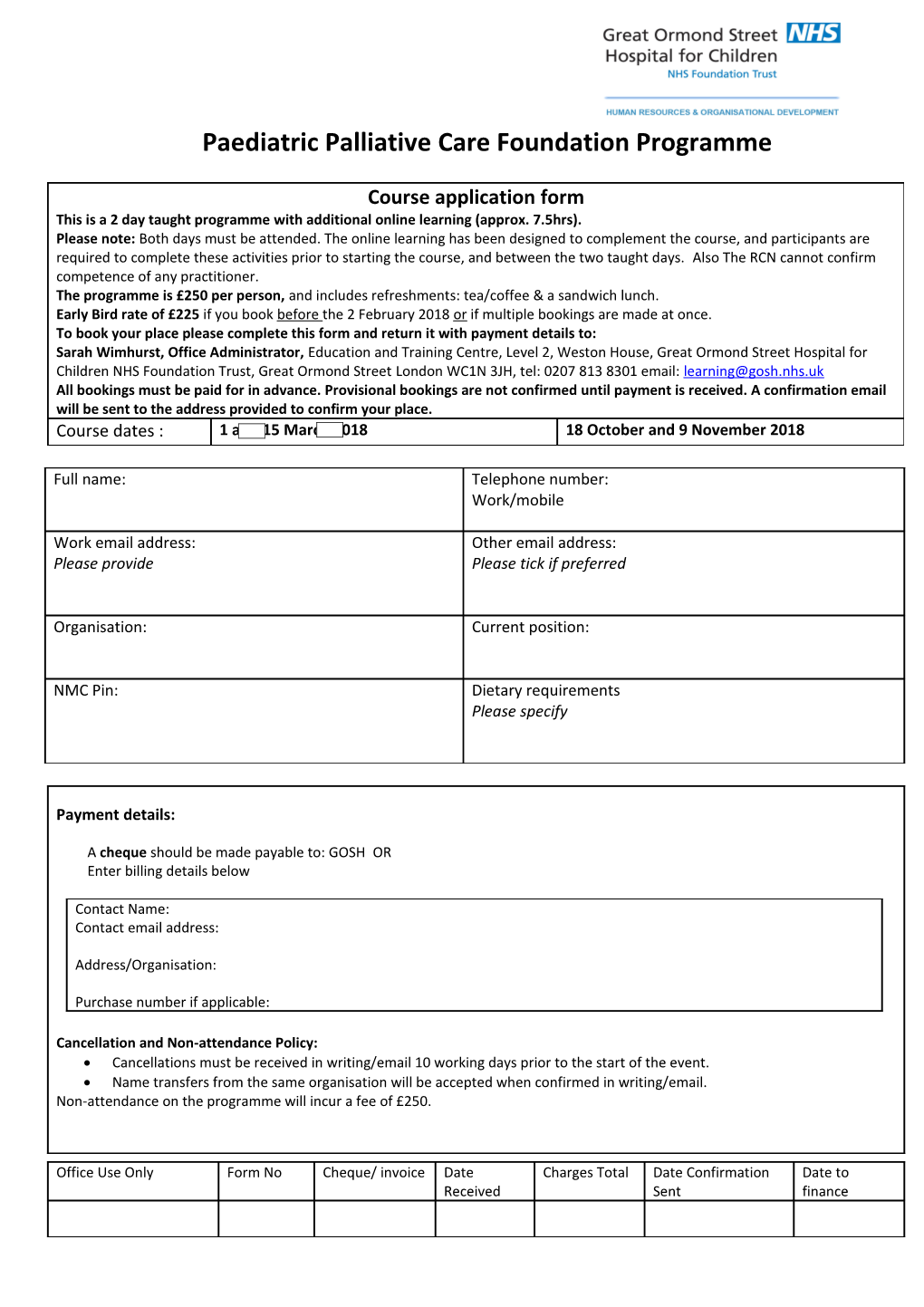 Course Application Form