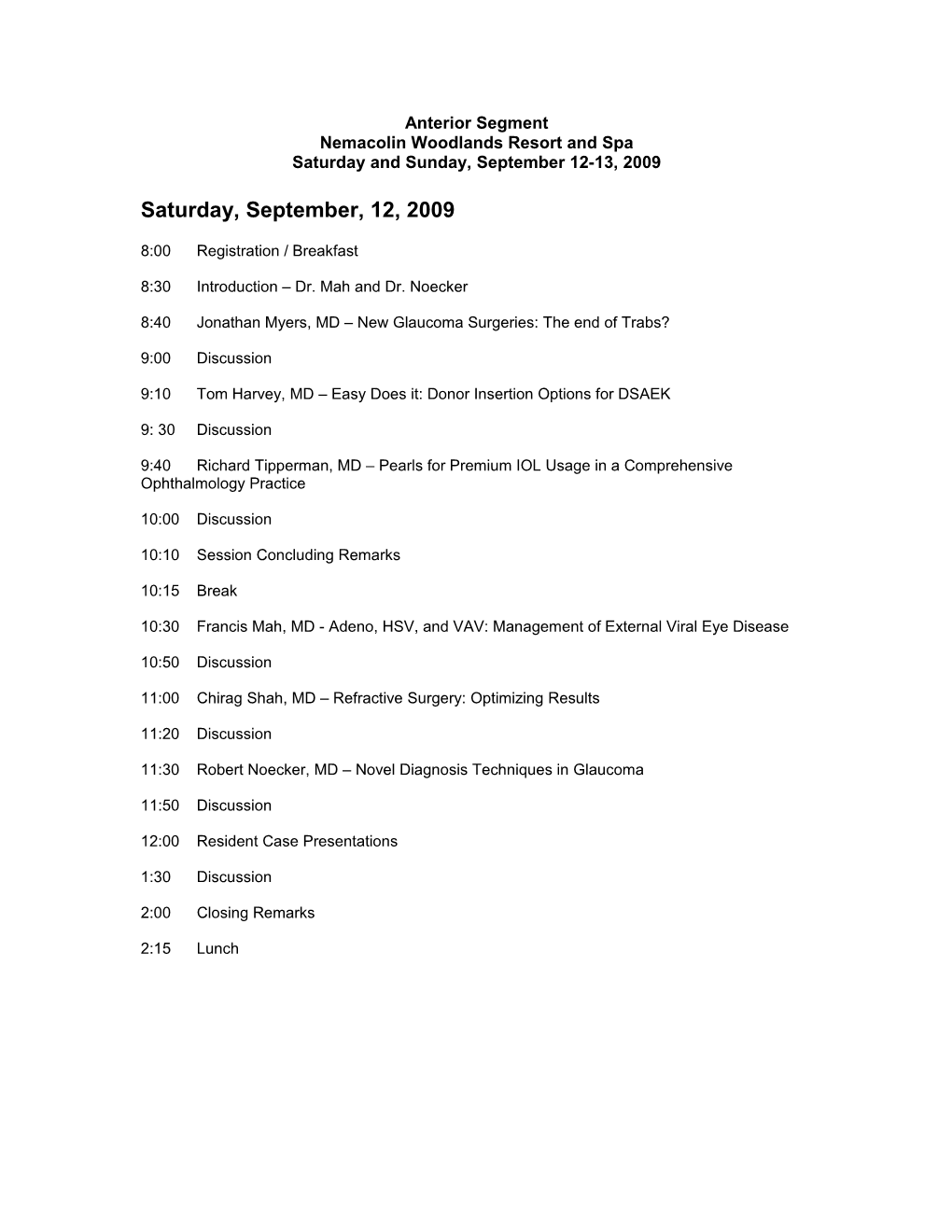 Resident Research/Alumni Day Schedule