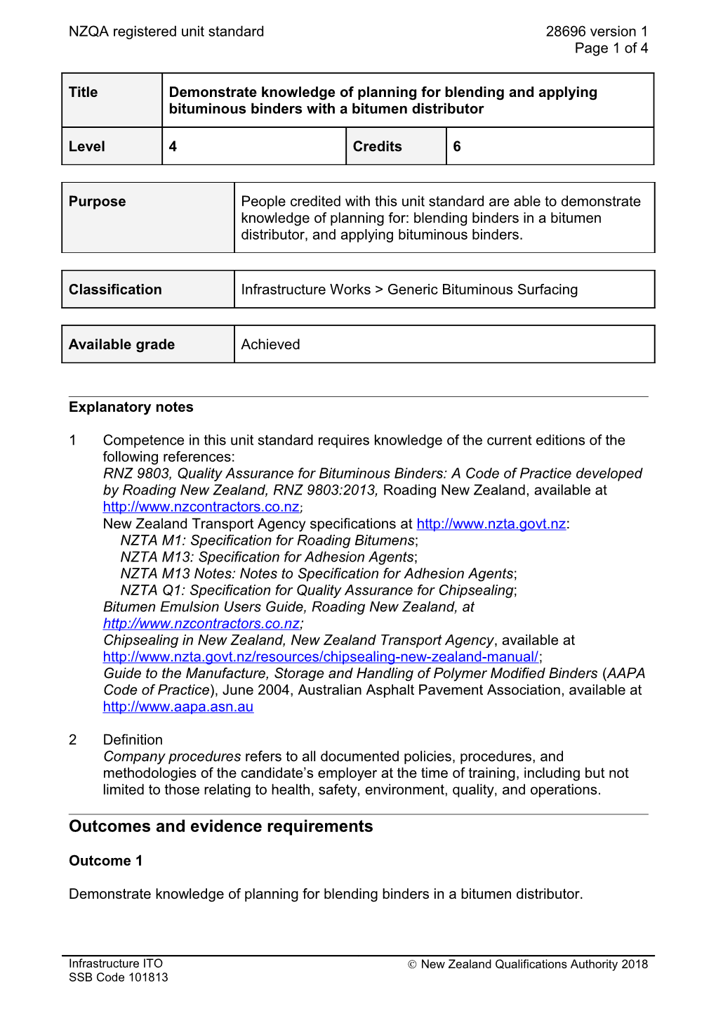 28696 Demonstrate Knowledge of Planning for Blending and Applying Bituminous Binders With