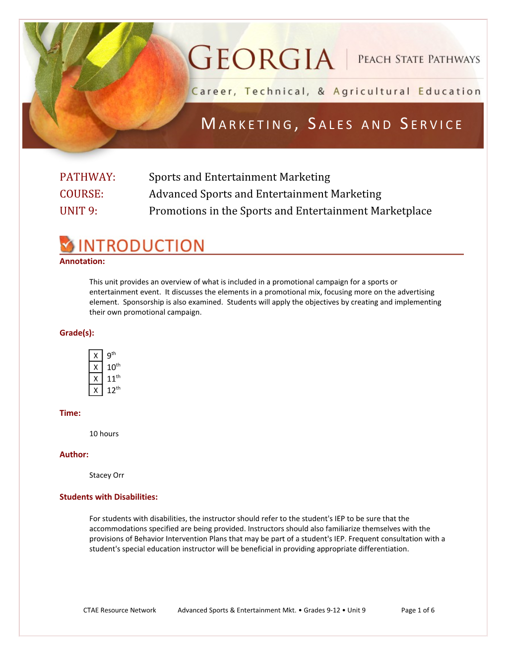 COURSE: Advanced Sports and Entertainment Marketing