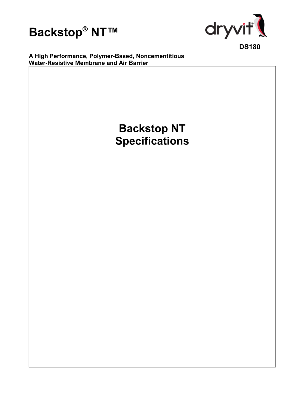 Backstop NT Specifications - DS180