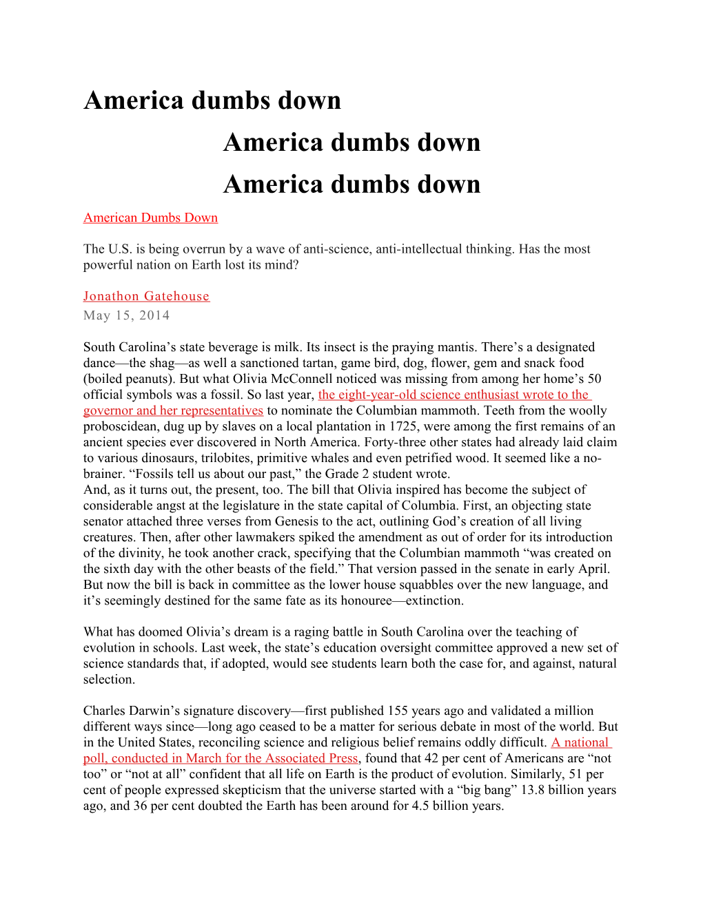 America Dumbs Down