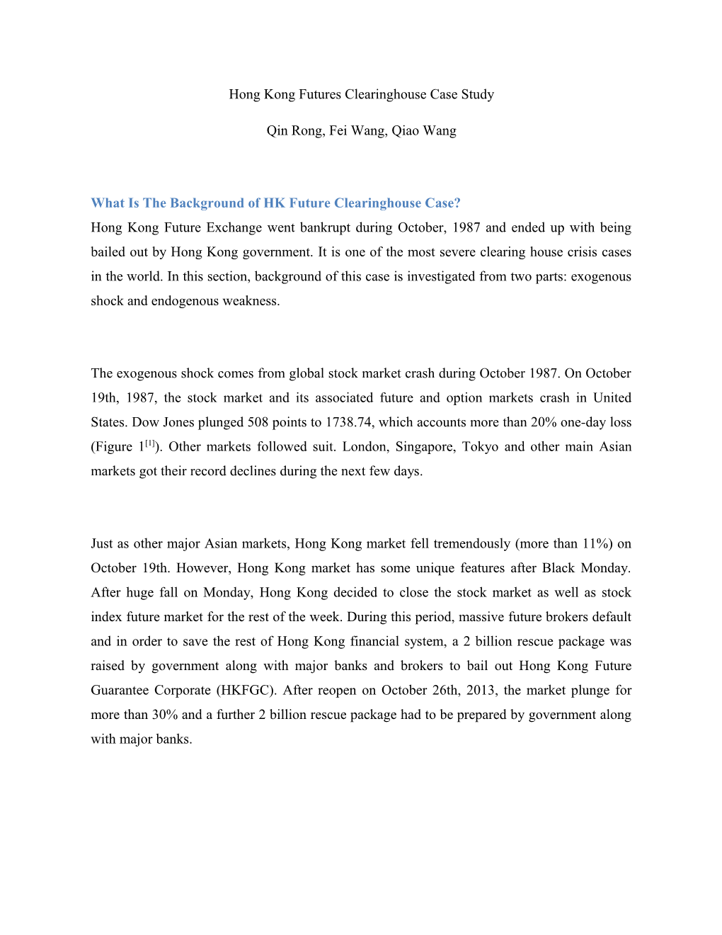 Hong Kong Futures Clearinghouse Case Study