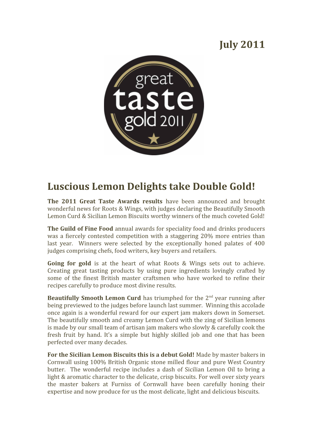 Luscious Lemon Delights Take Double Gold!