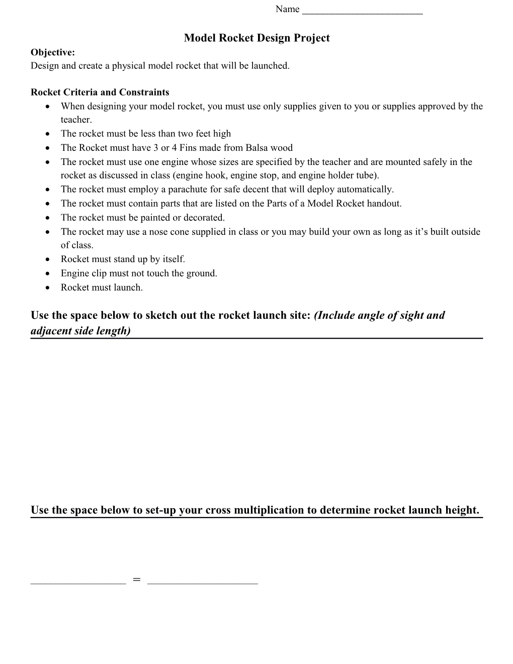 Model Rocket Design Project