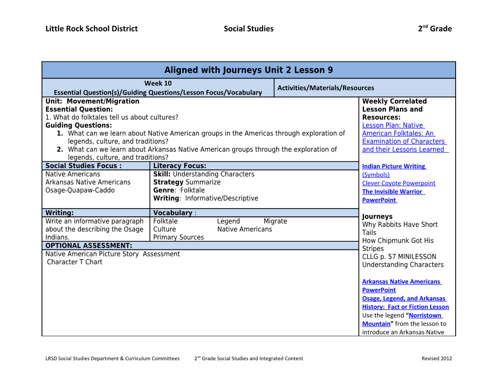 Little Rock School District Social Studies 2Nd Grade