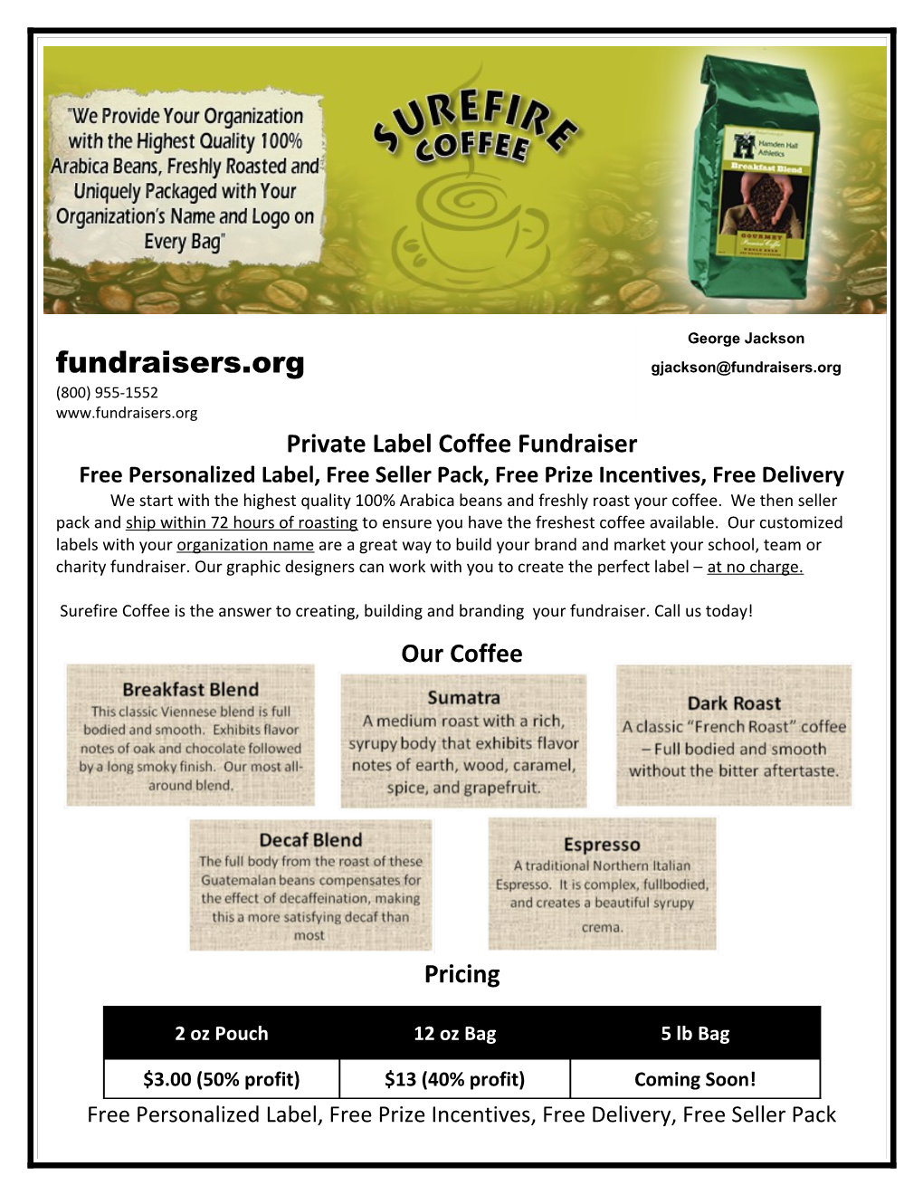 Private Label Coffee Fundraiser