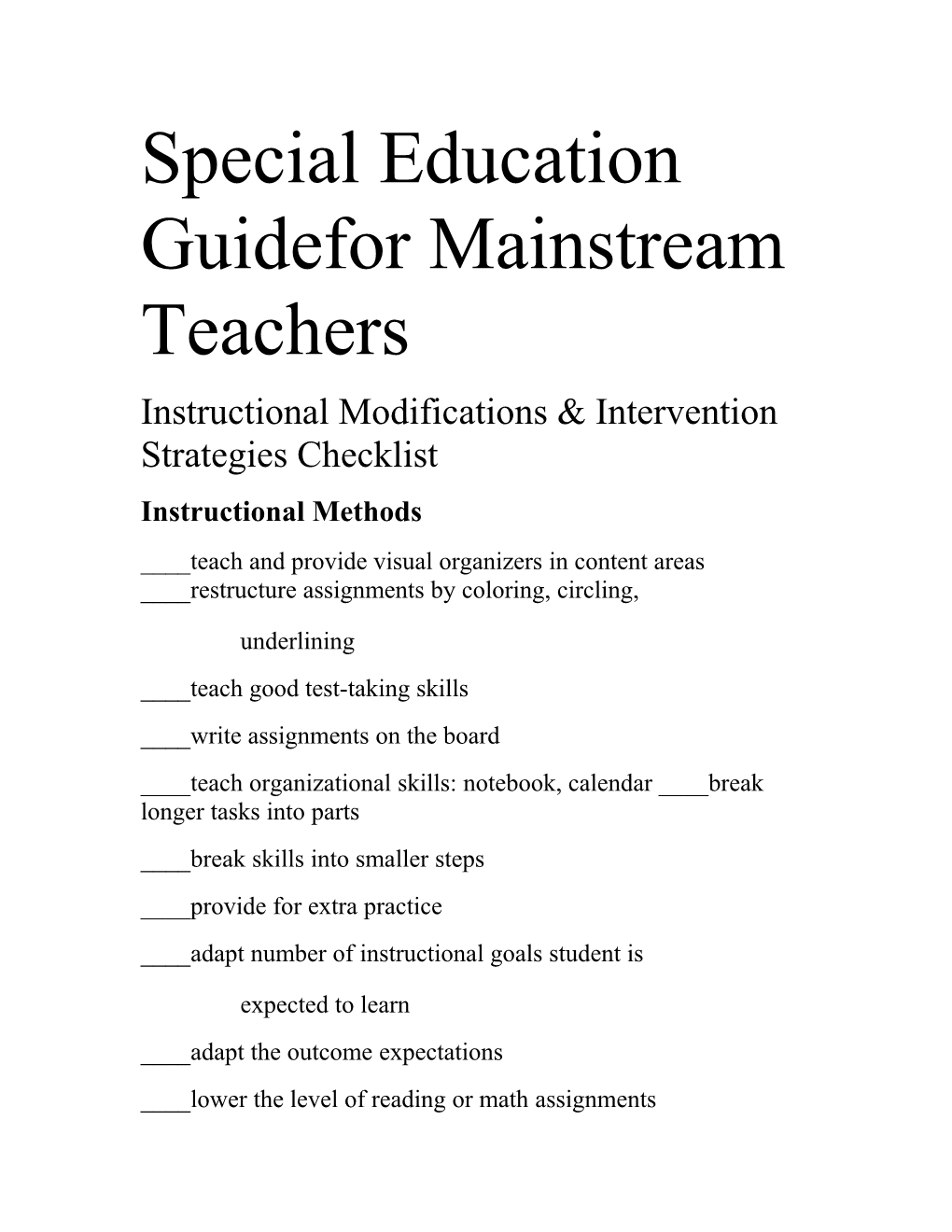 Special Education Guide for Mainstream Teachers