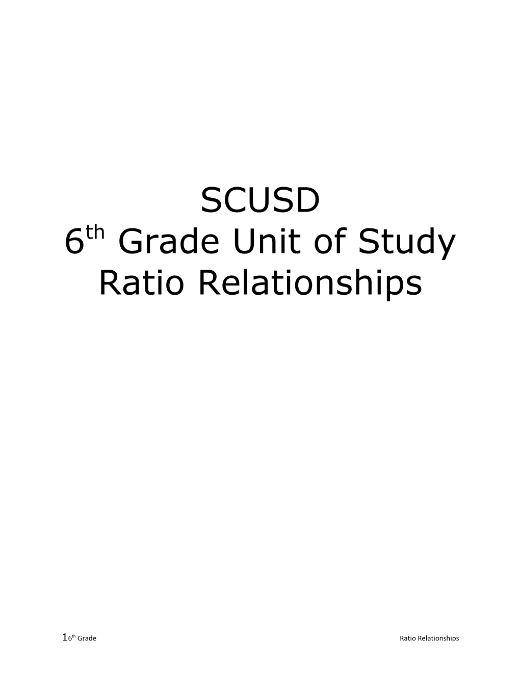 6Th Grade Unit of Study