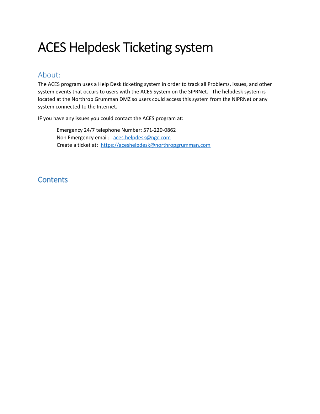 ACES Helpdesk Ticketing System