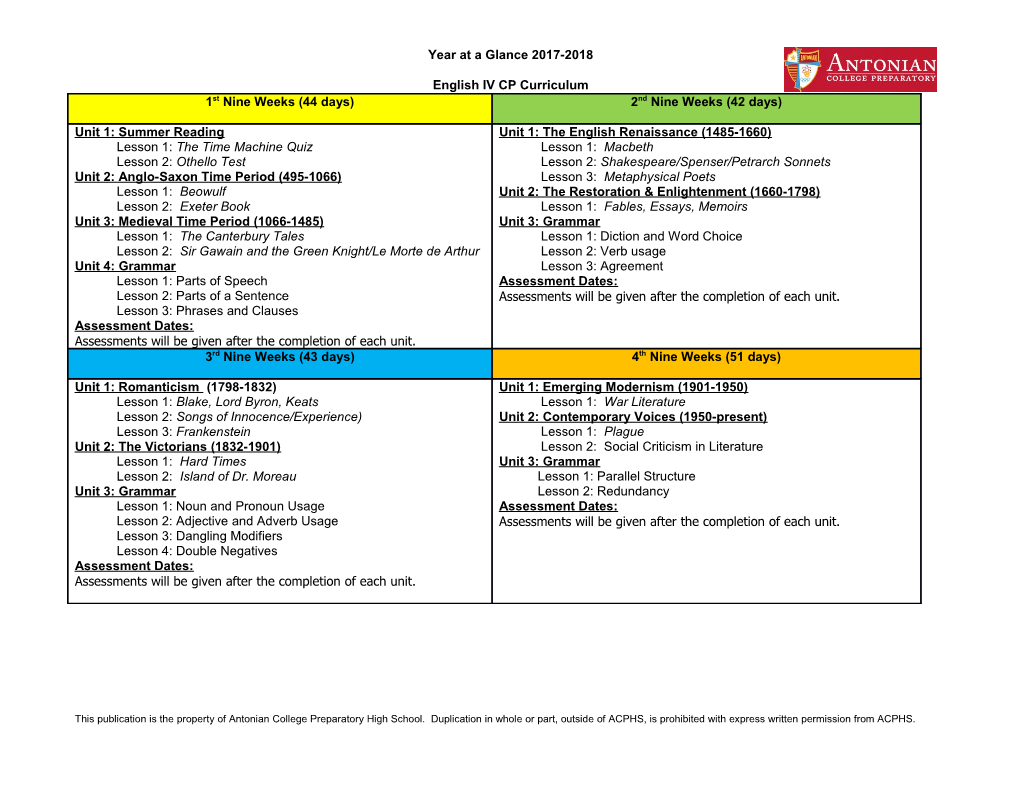 English IV CP Curriculum