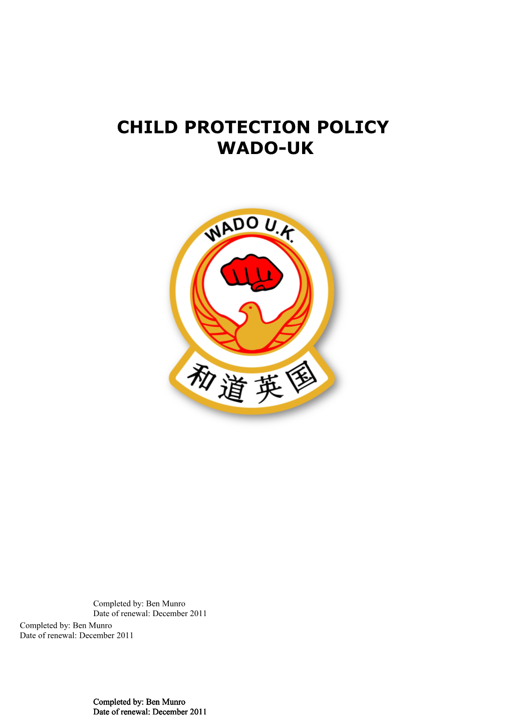 Child Protection Policy Template