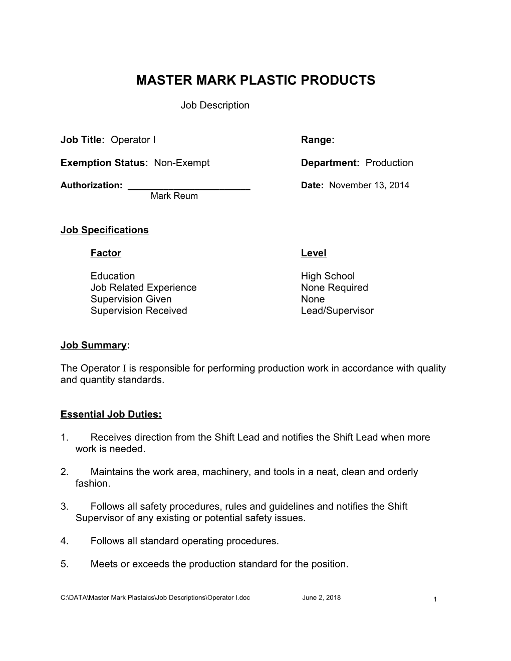 Master Mark Plastic Products