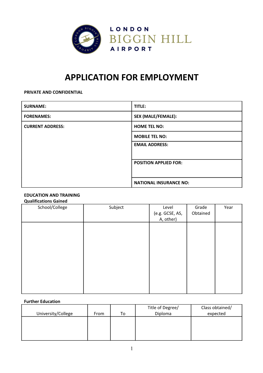 Application for Employment s180