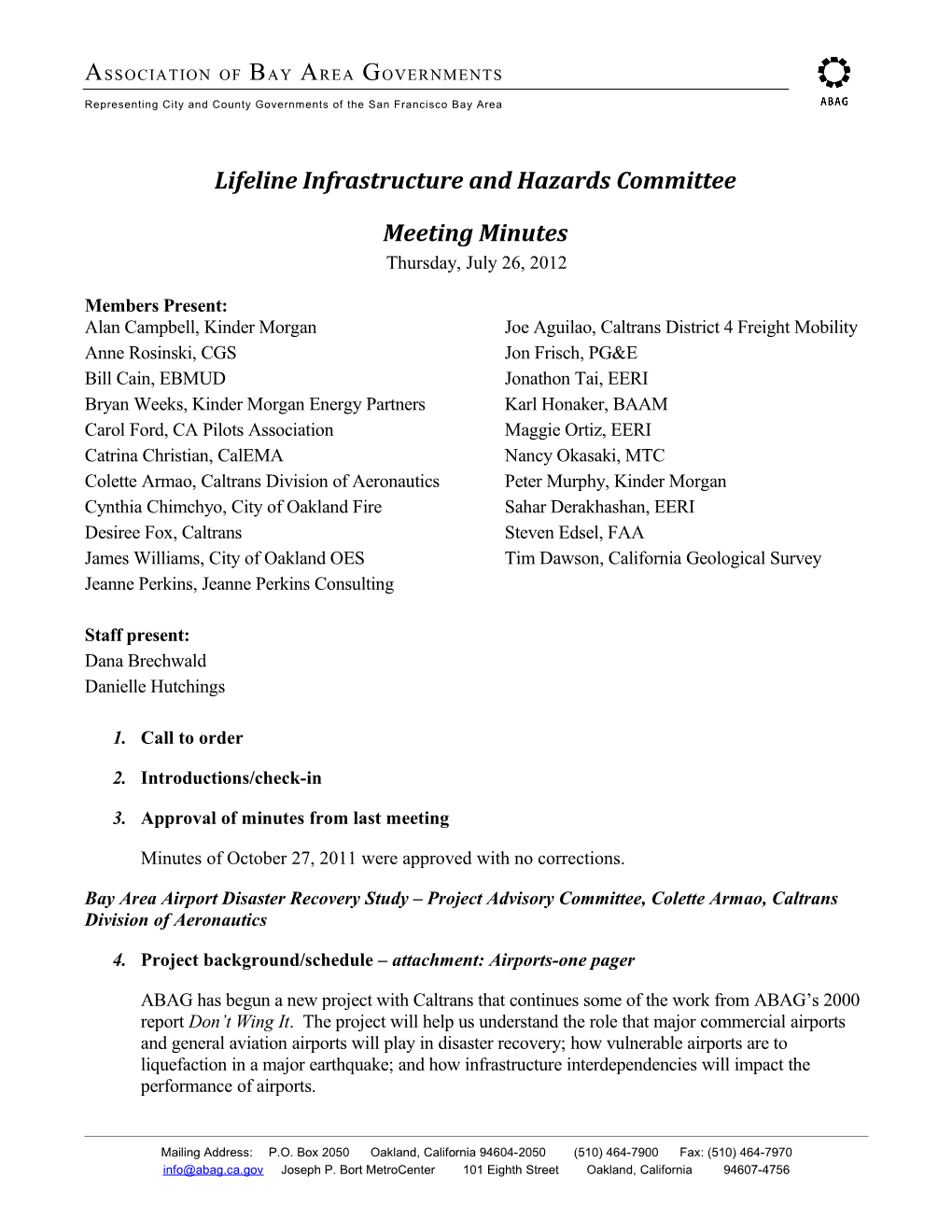 Lifeline Infrastructure and Hazards Committee