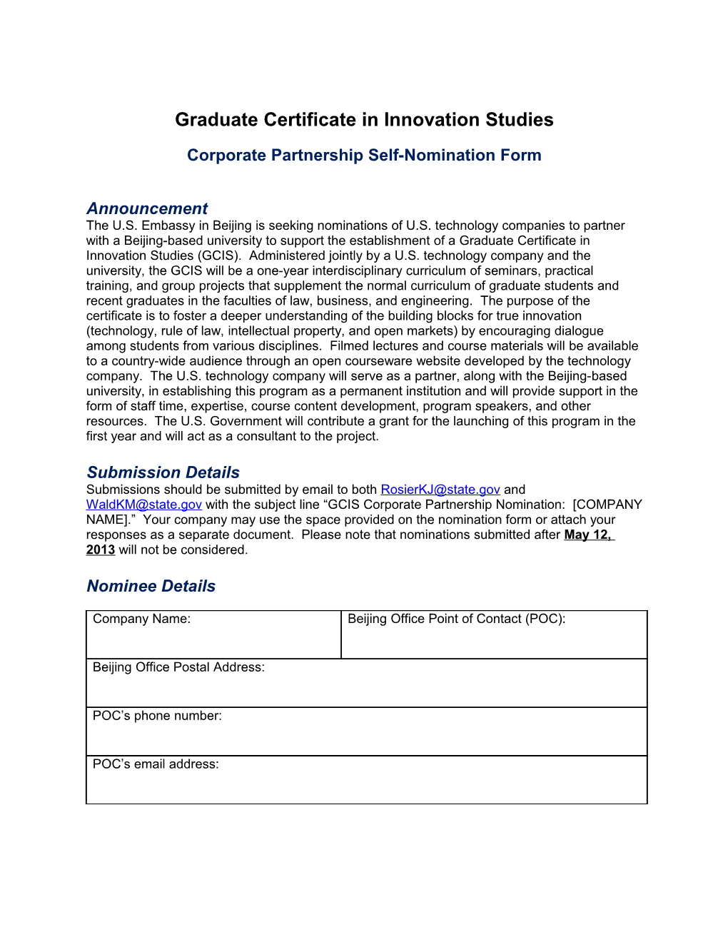 Graduate Certificate in Innovation Studies