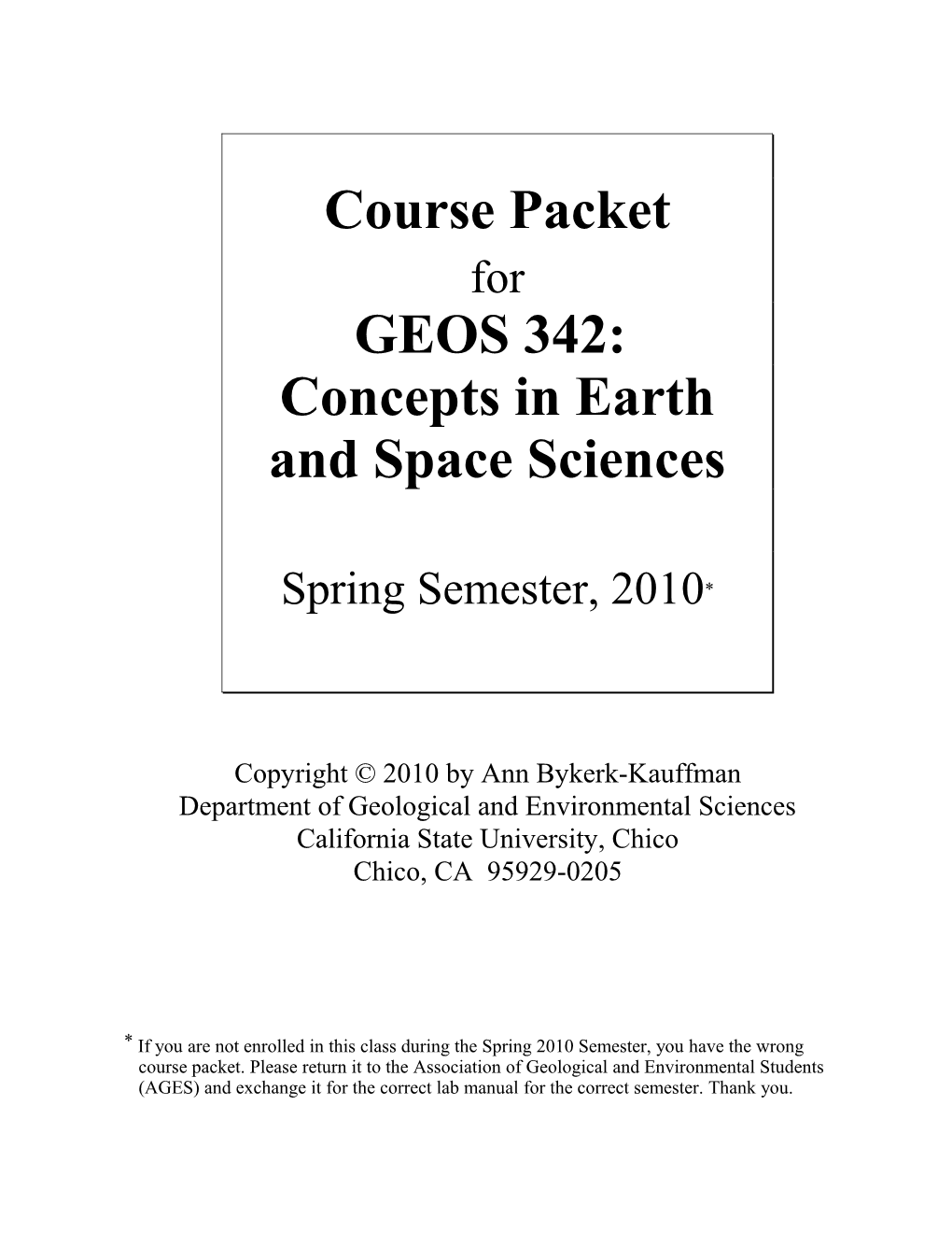 Concepts in Earth and Space Sciences