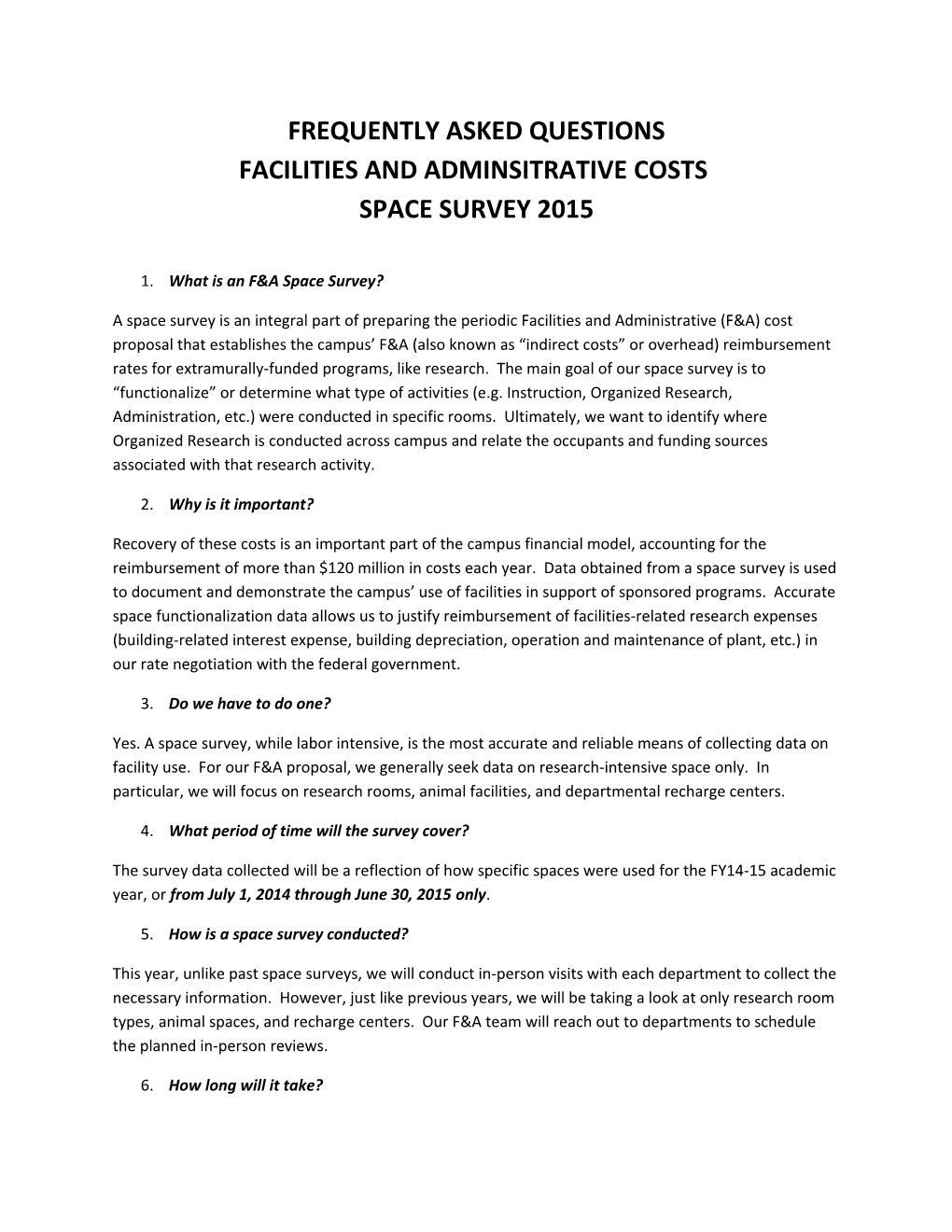 Facilities and Adminsitrative Costs