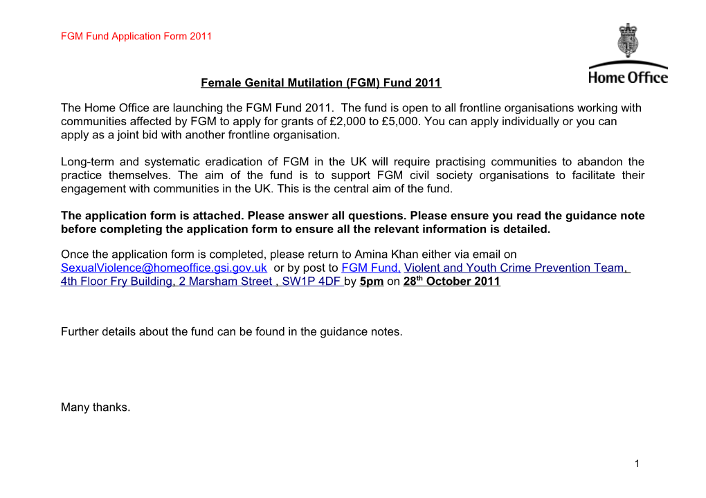 Questionnaire on Female Genital Mutilation