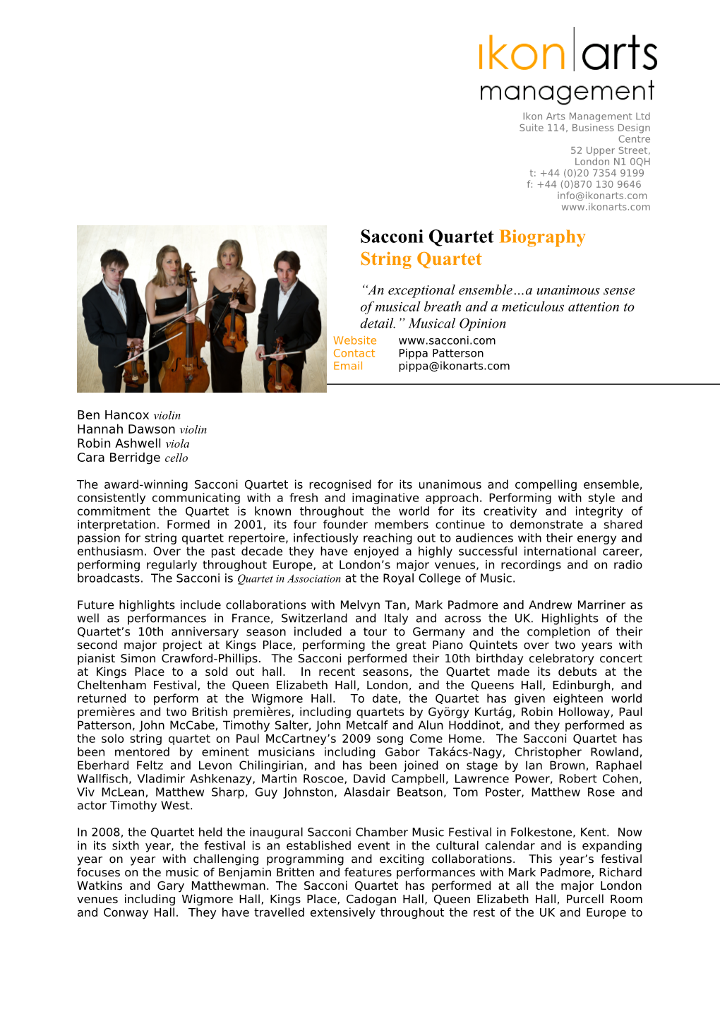 Sacconi Quartet Biography