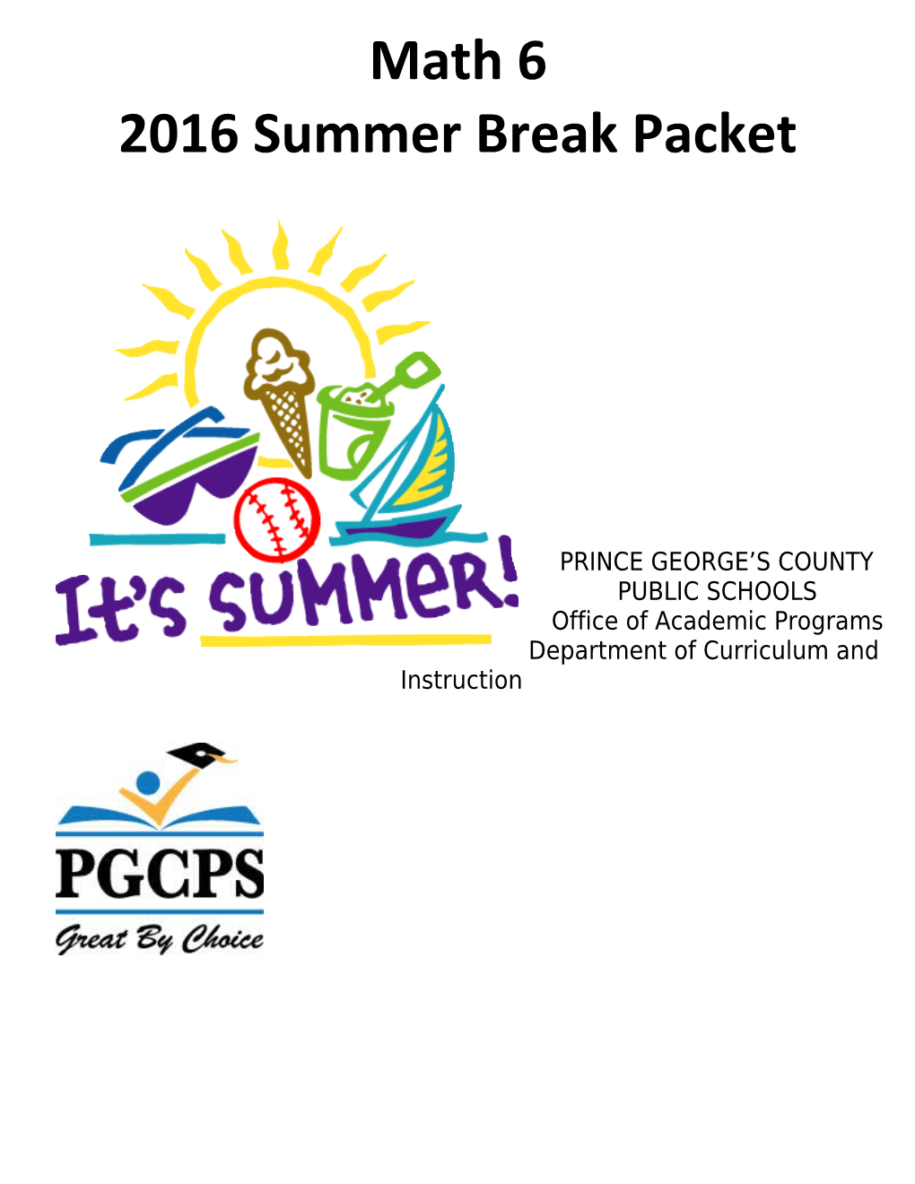 Summer Break Packet