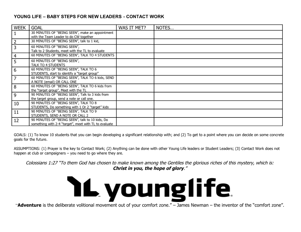 Young Life Baby Steps for New Student Leaders