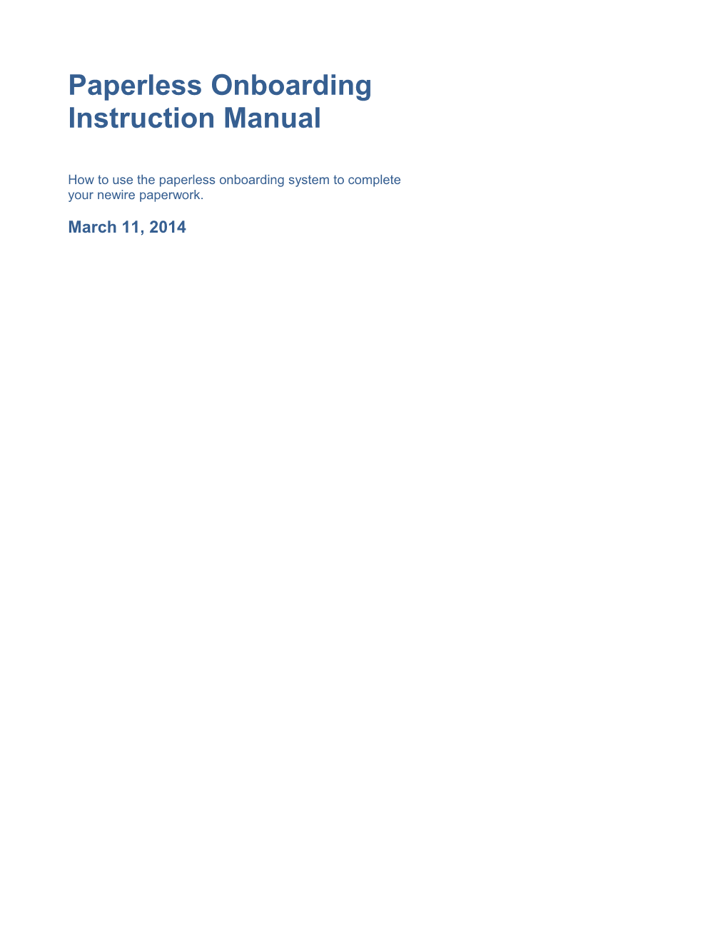 Paperless Onboarding Instruction Manual