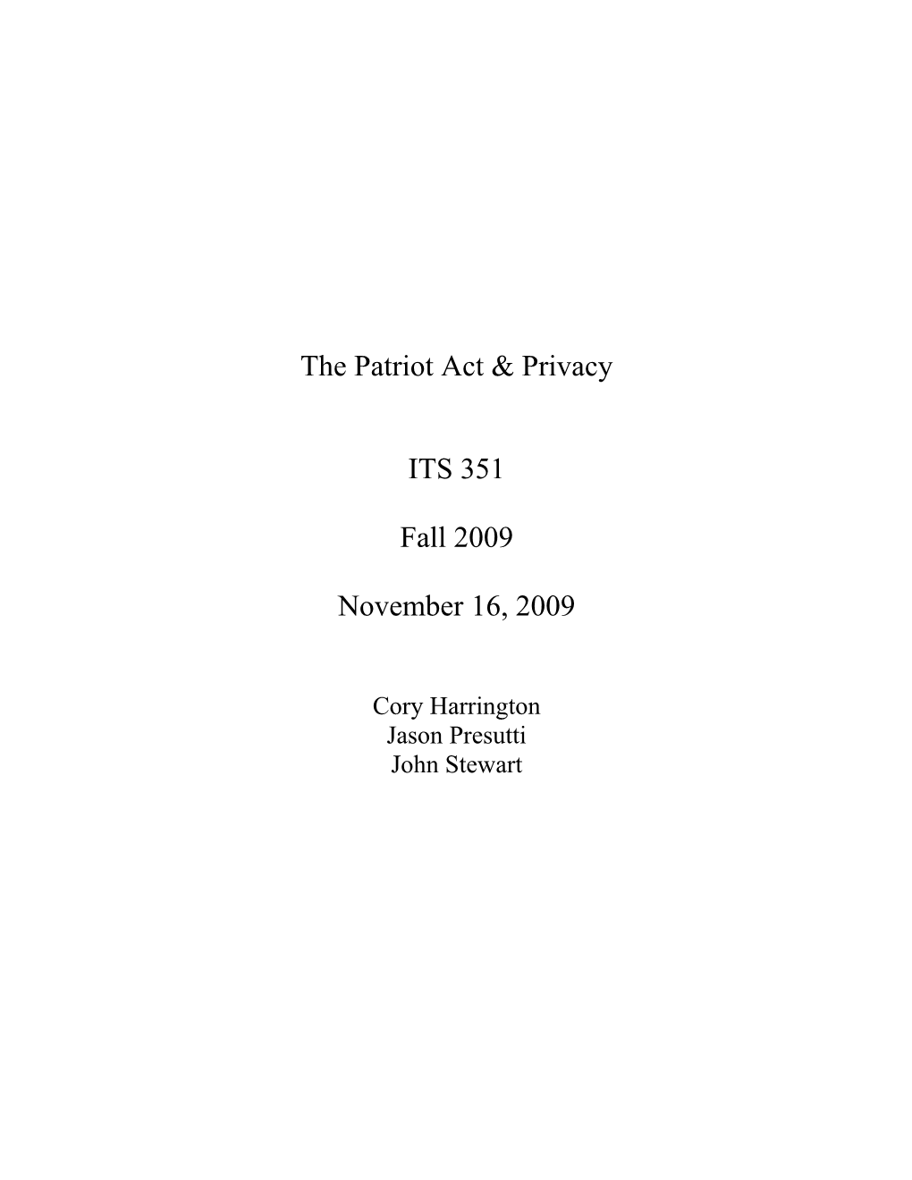 The Patriot Act & Privacy