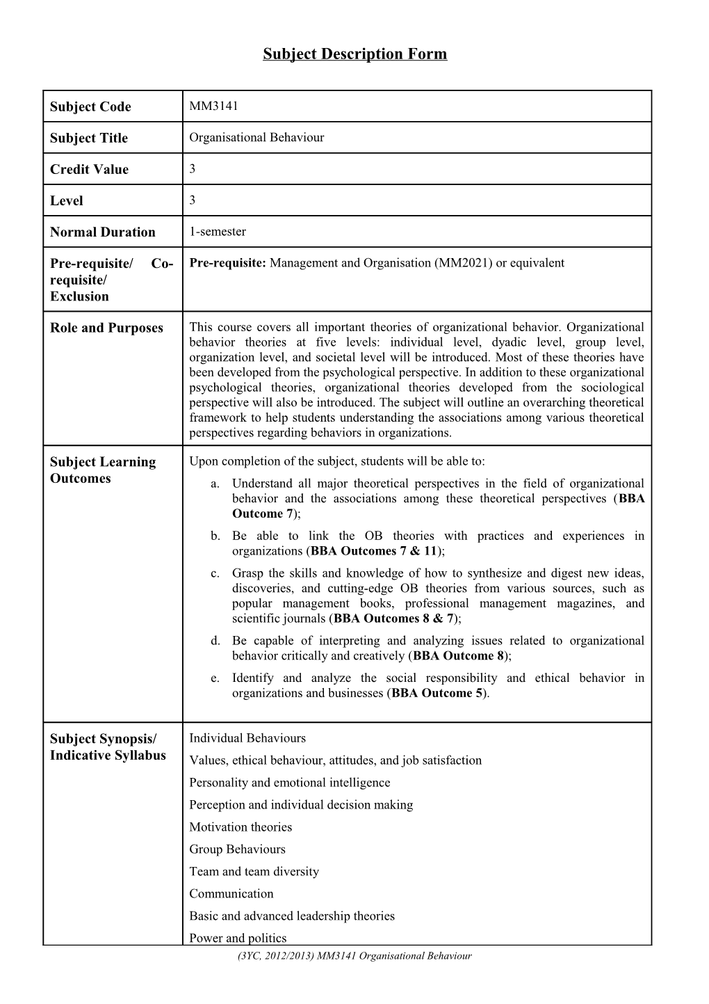 Subject Description Form s1