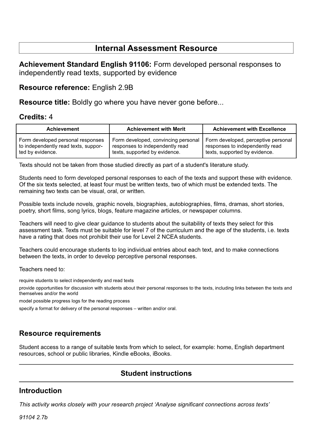 Level 2 English Internal Assessment Resource