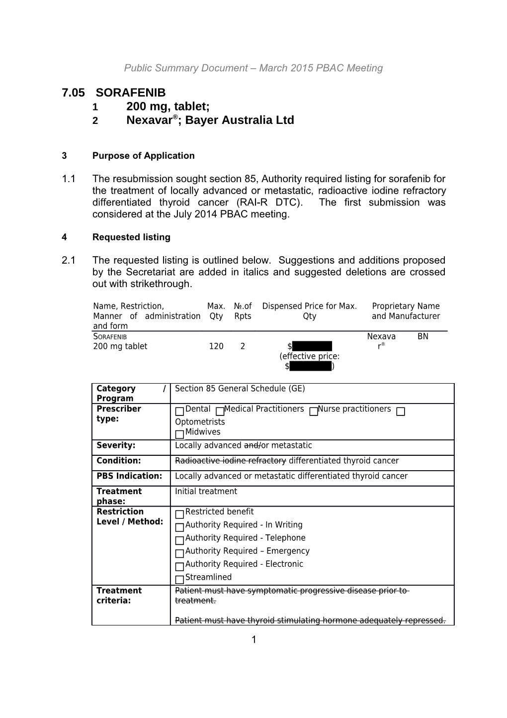 Nexavar ; Bayer Australia Ltd