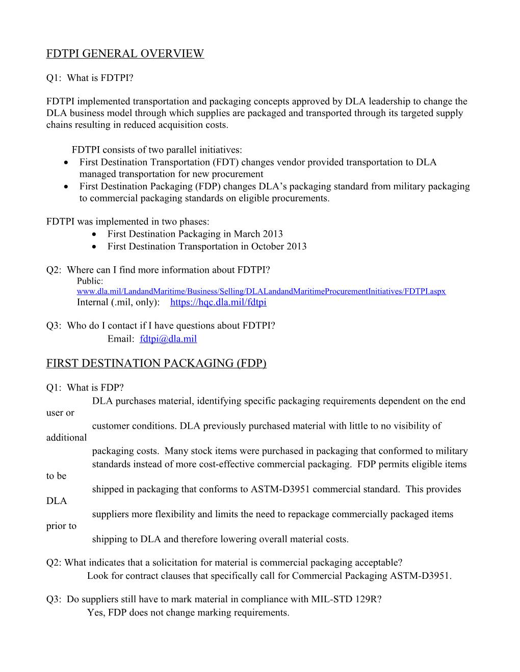 Fdtpi General Overview