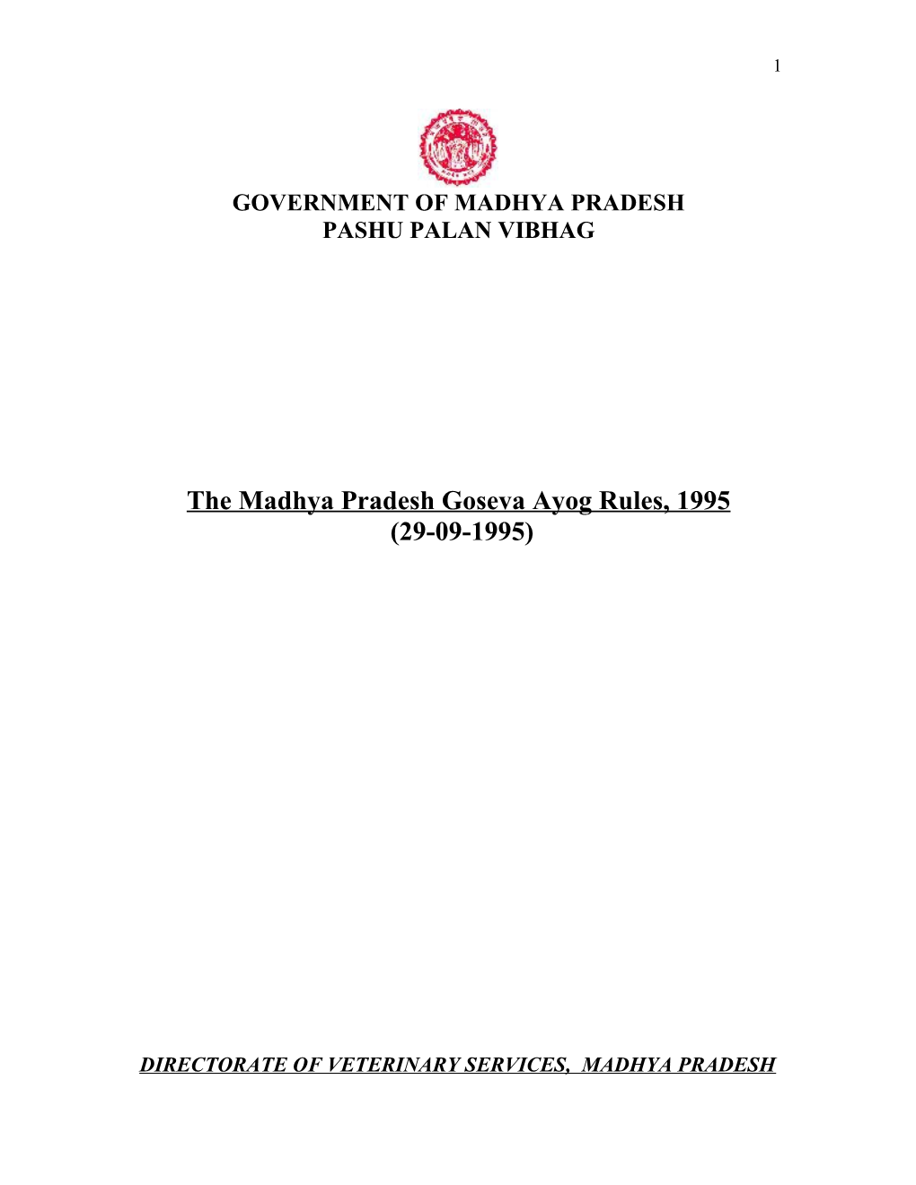 The Madhya Pradesh Goseva Ayog Rules, 1995